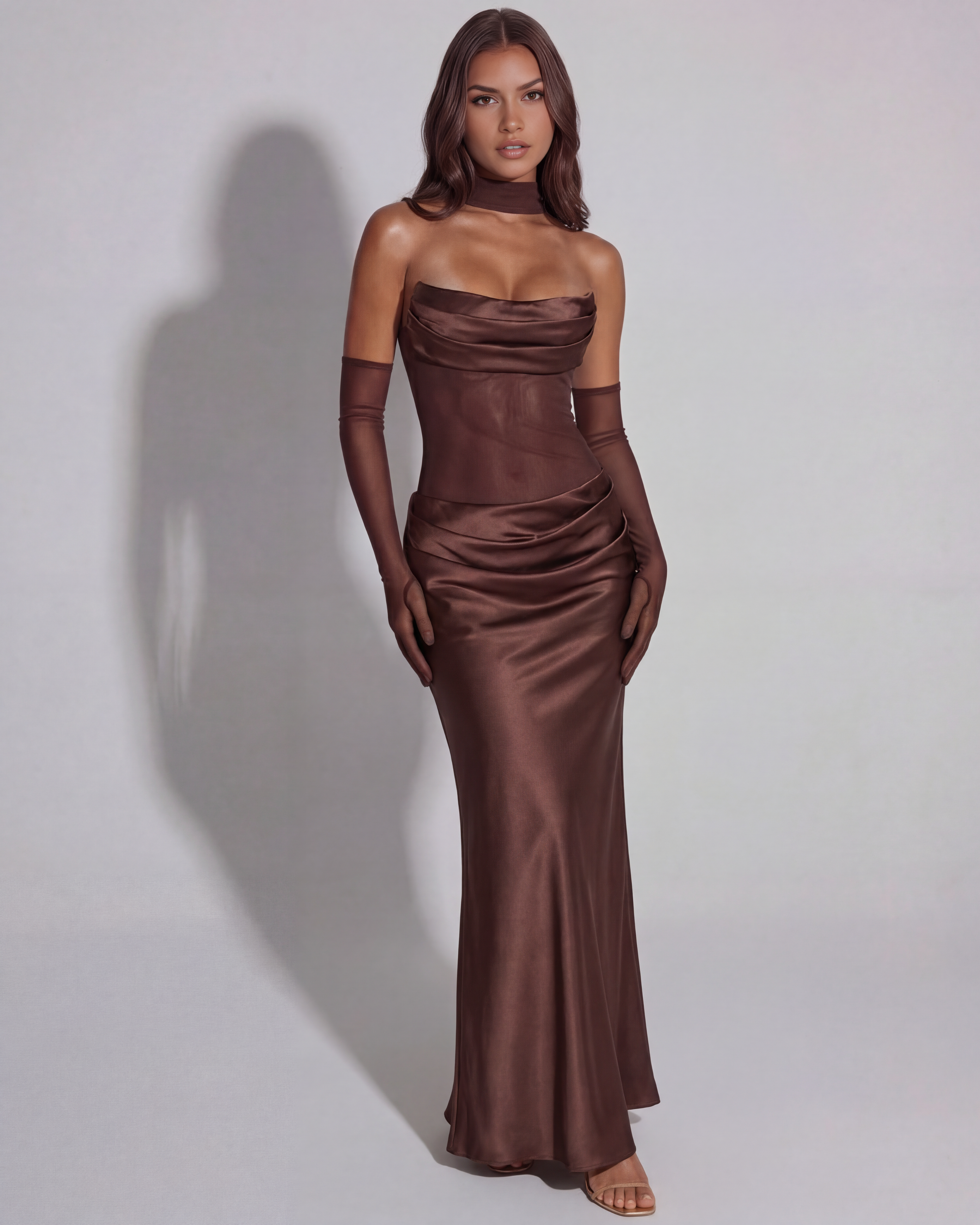 Cowl neck sculpting maxi dress for women | Vittoria