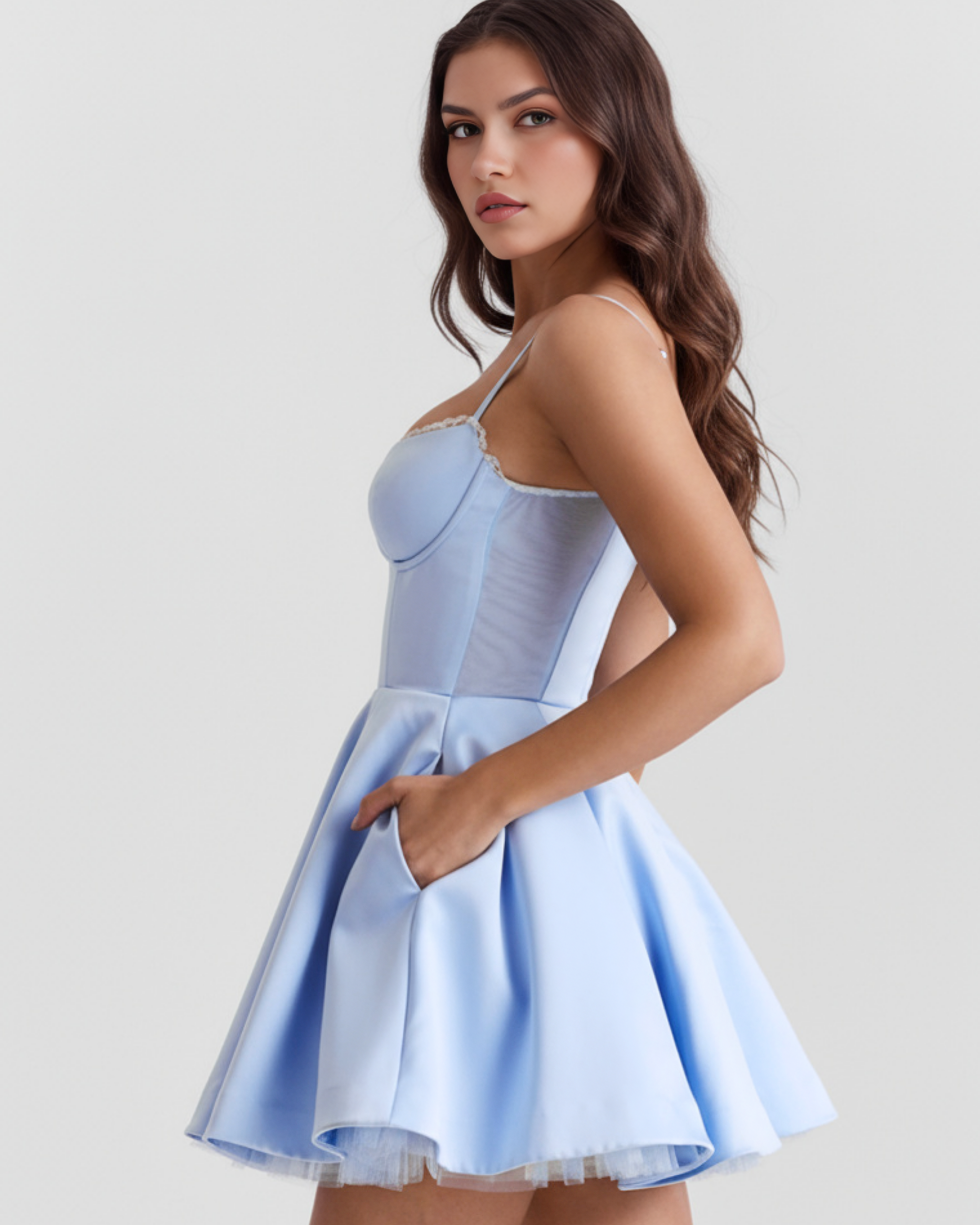 Satin boned corset mini dress for women | Selene