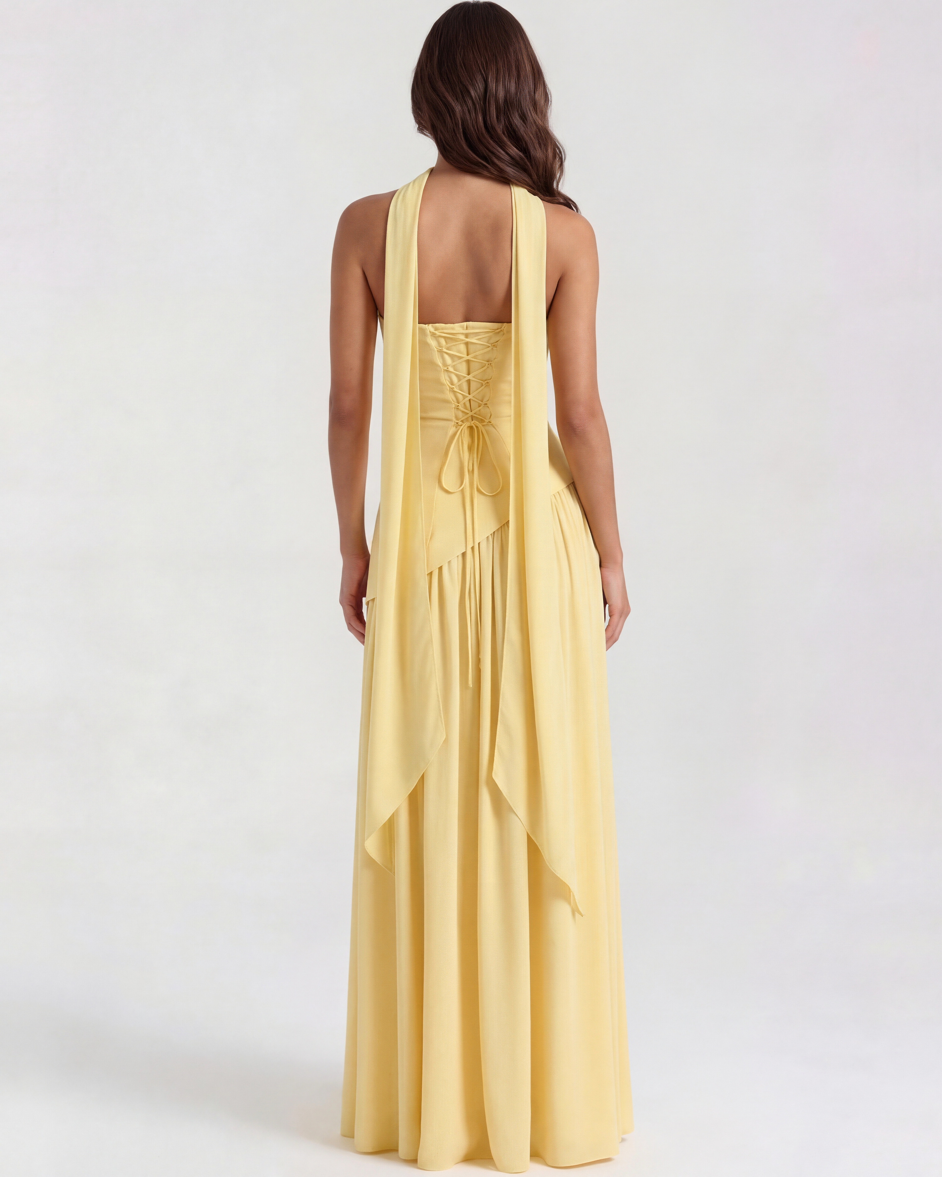 Structured bodice crepe maxi dress for women | Serena