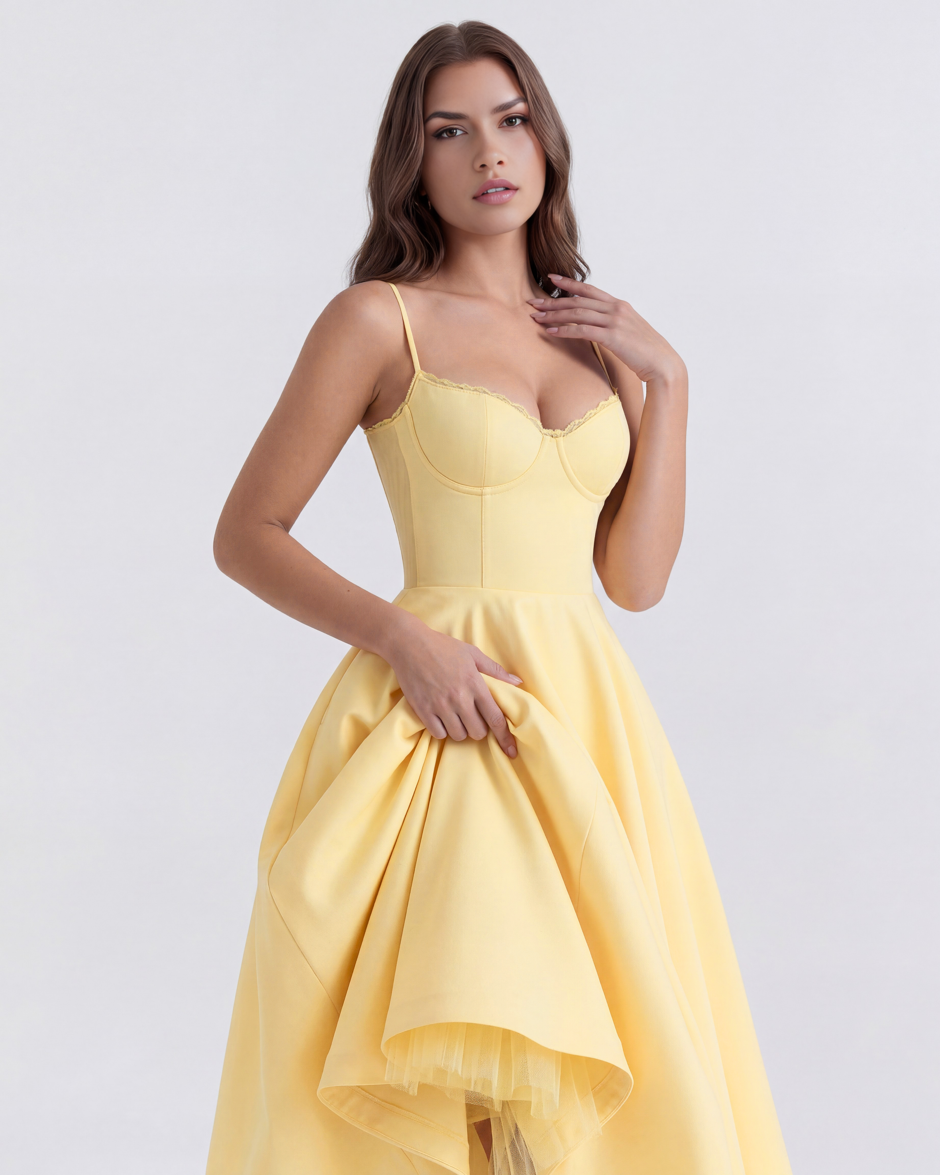 Satin boned corset midi dress for women | Selene