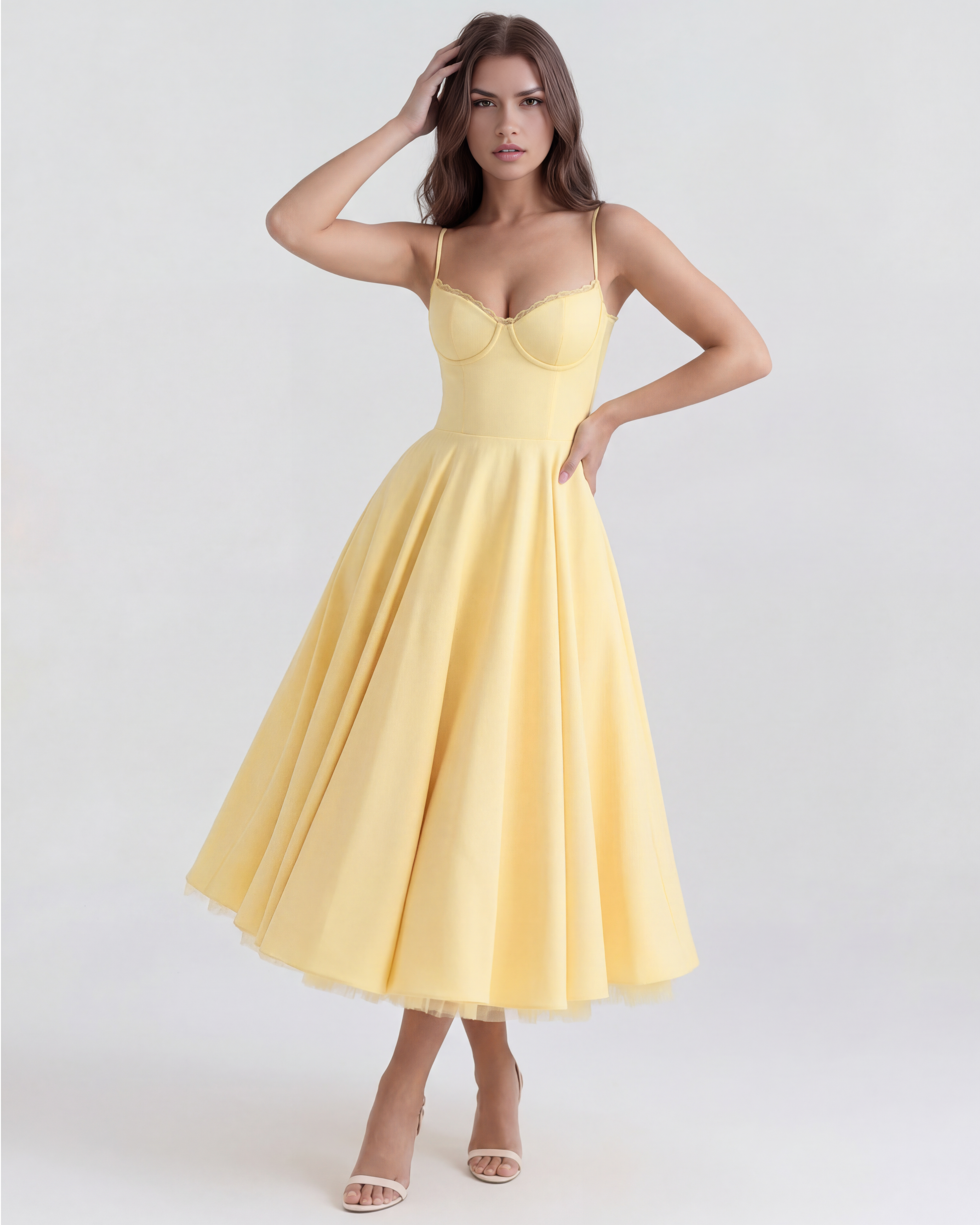 Satin boned corset midi dress for women | Selene