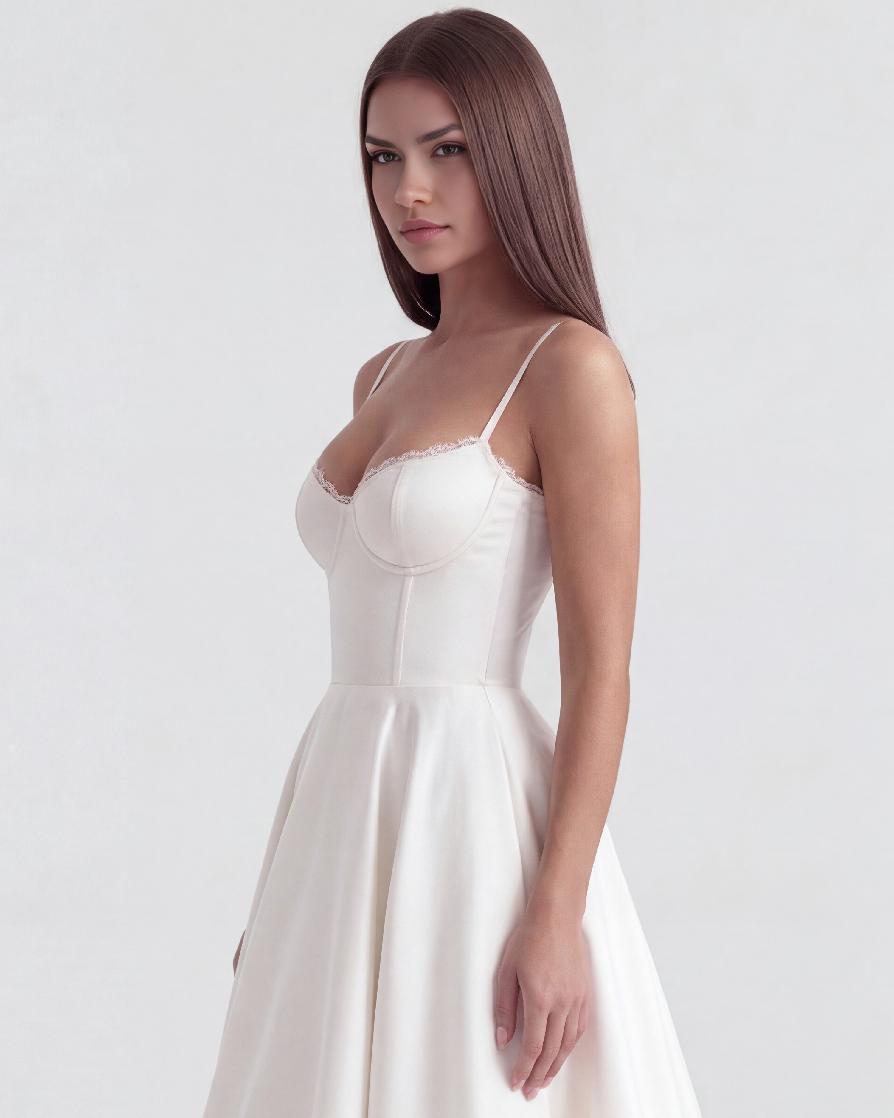 Satin boned corset midi dress for women | Selene