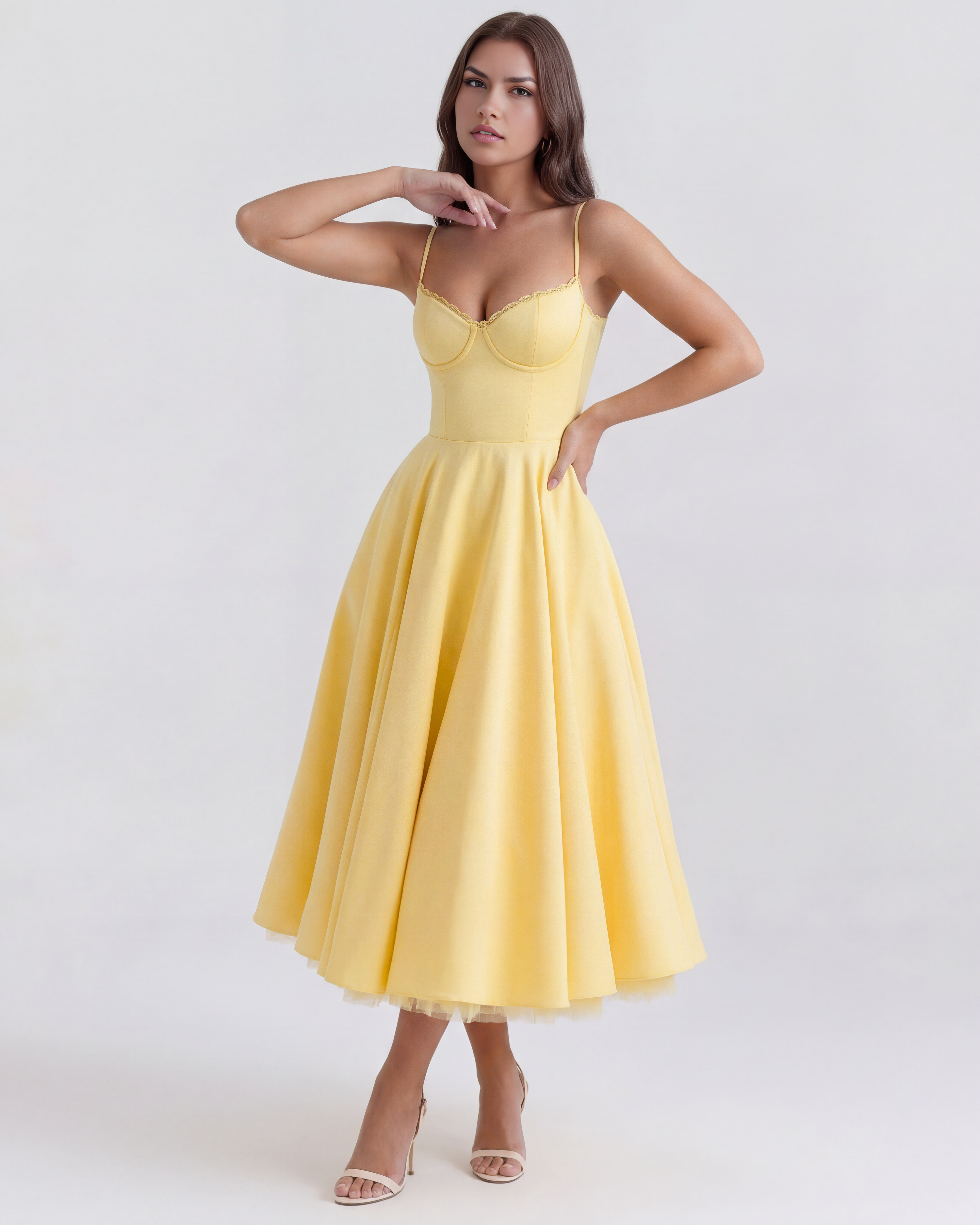 Satin boned corset midi dress for women | Selene