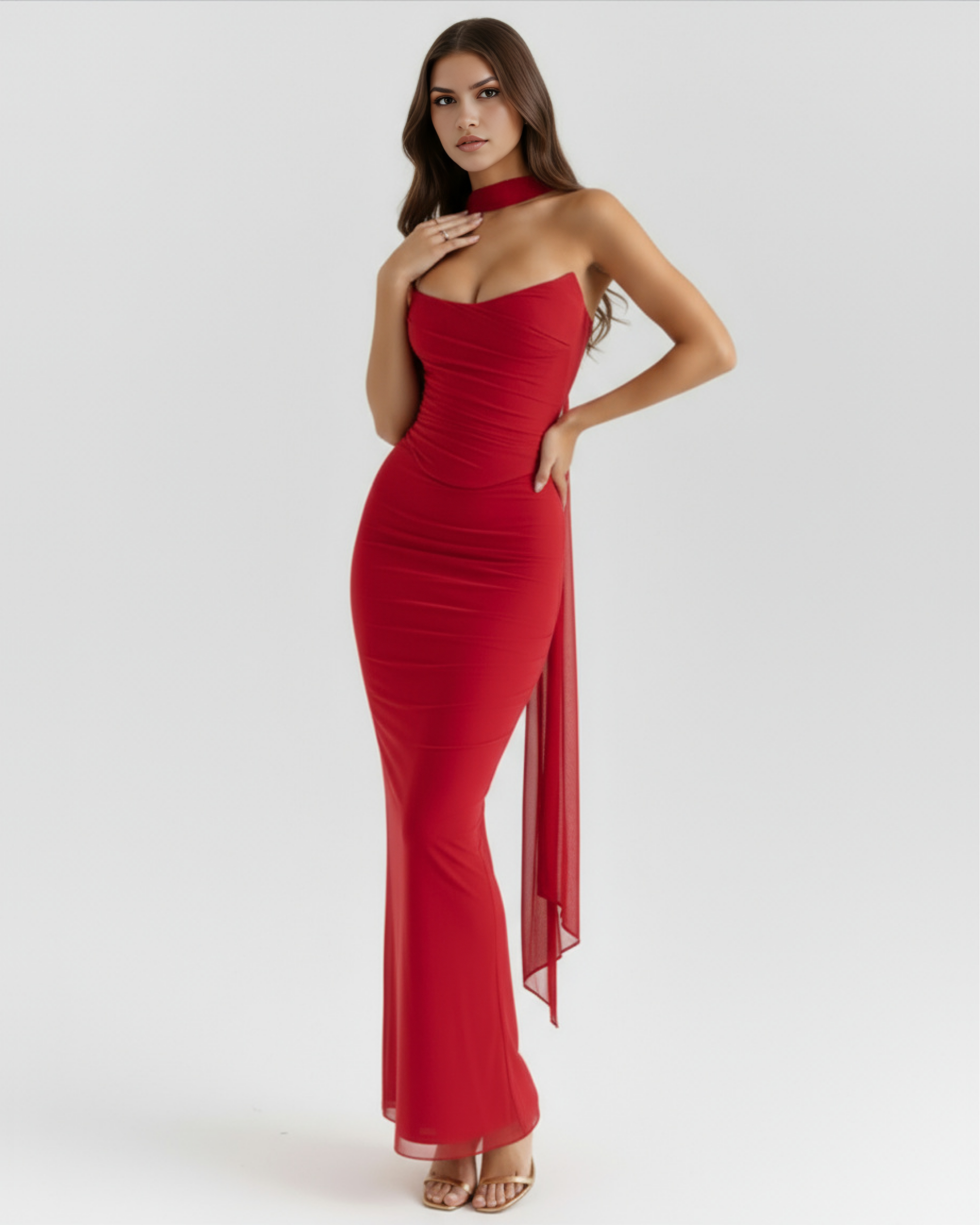 Elegant halter corset maxi dress for women | Malu