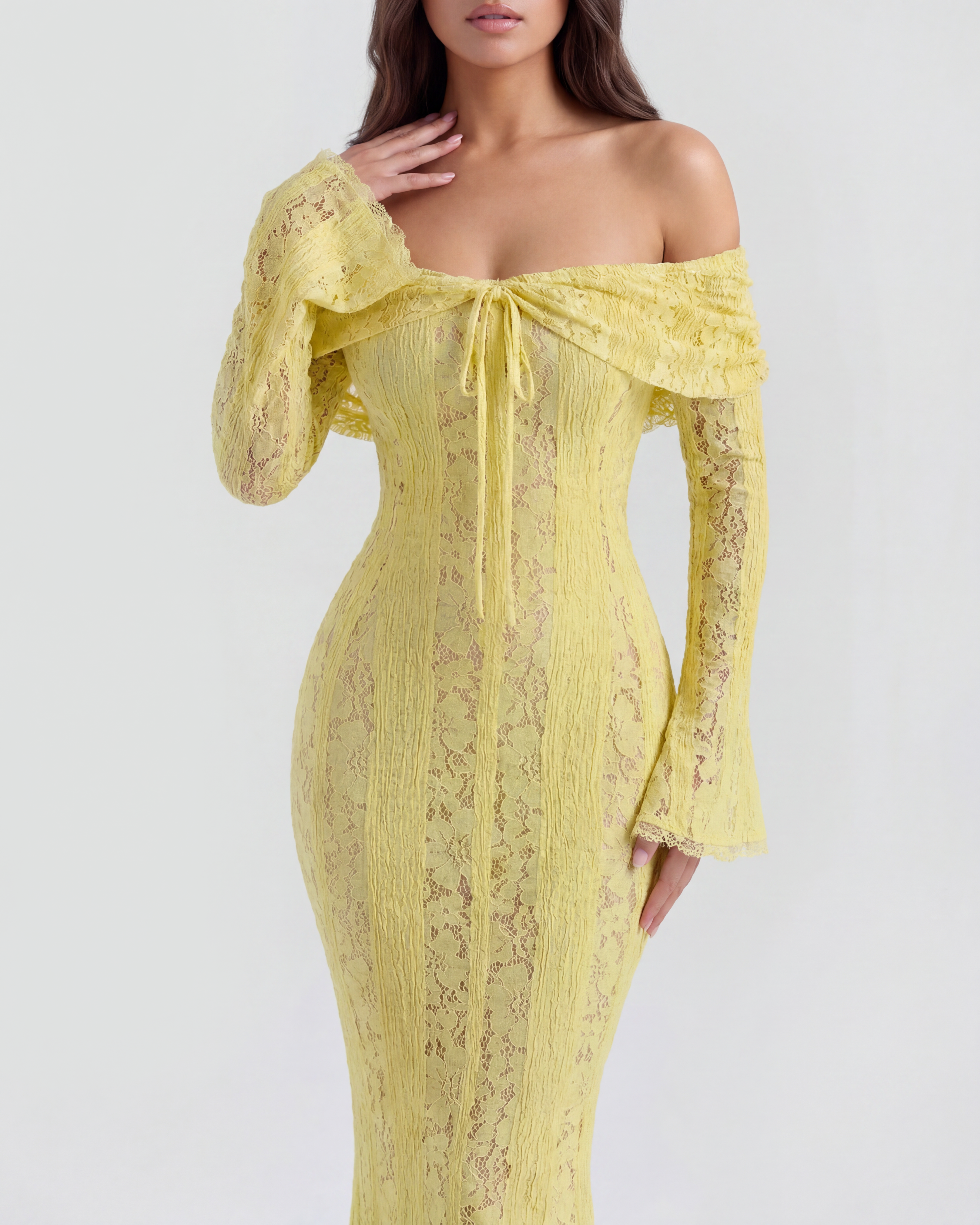 Off-shoulder elegant maxi dress for women | Alessandra