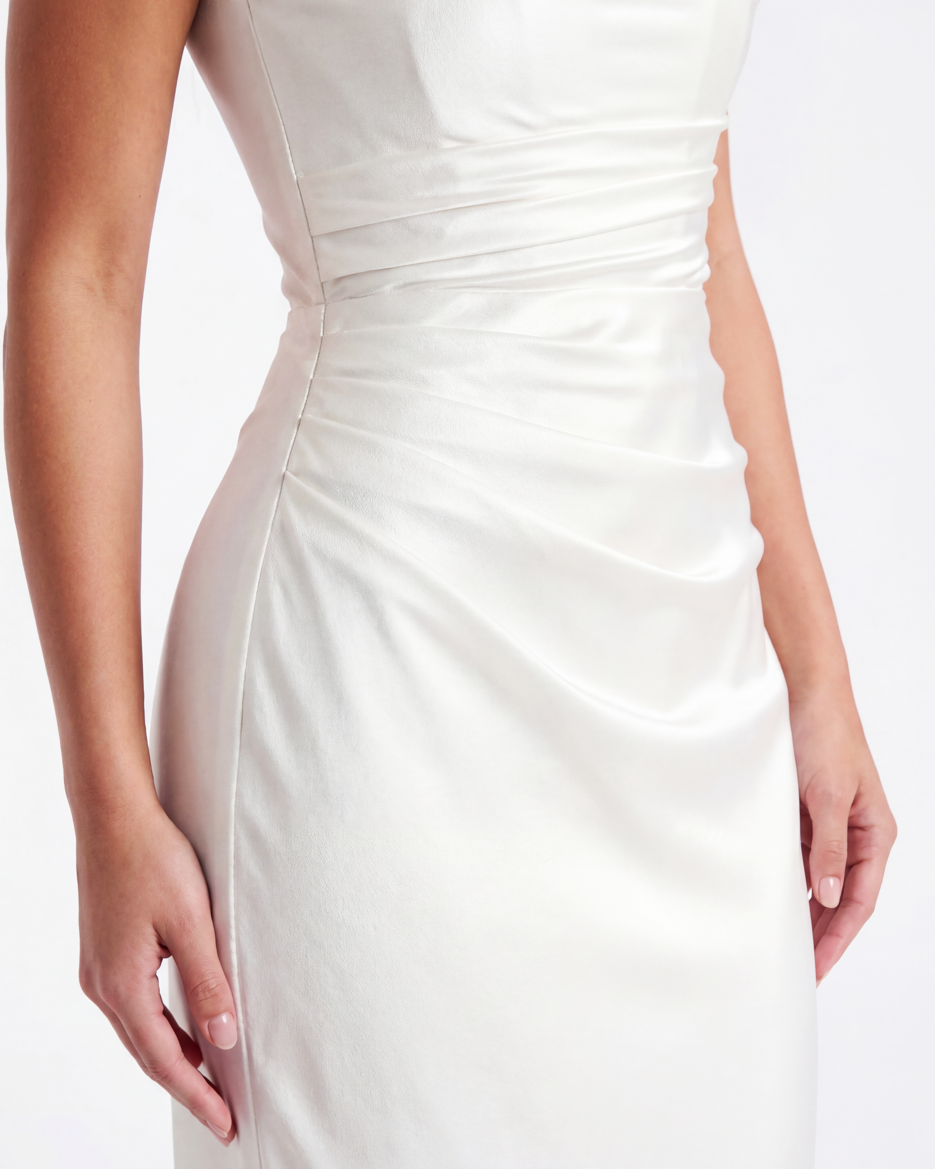 Satin corset lace-up maxi dress for women | Adrienne
