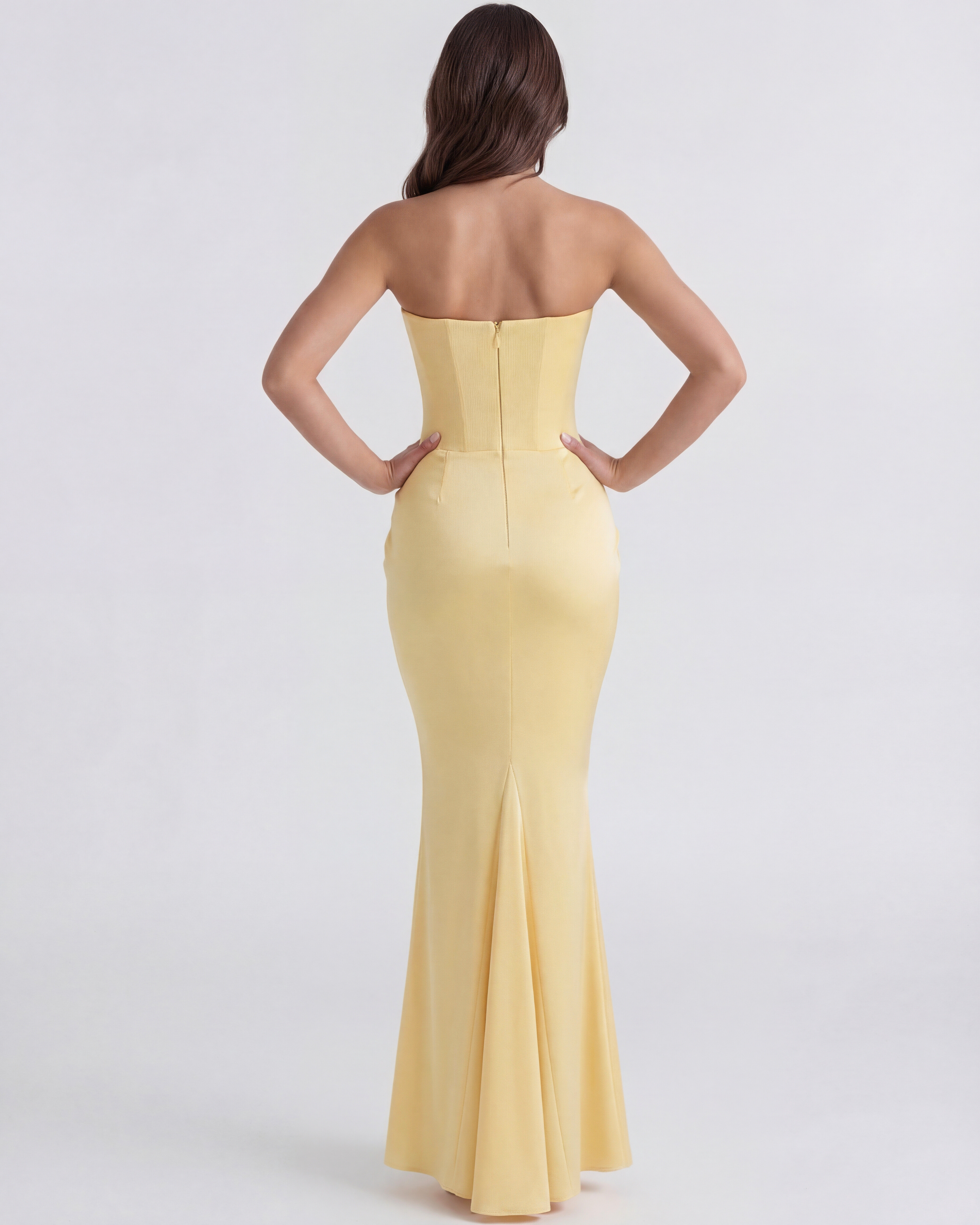 Sculpted corset strapless maxi dress for women | Rosalind