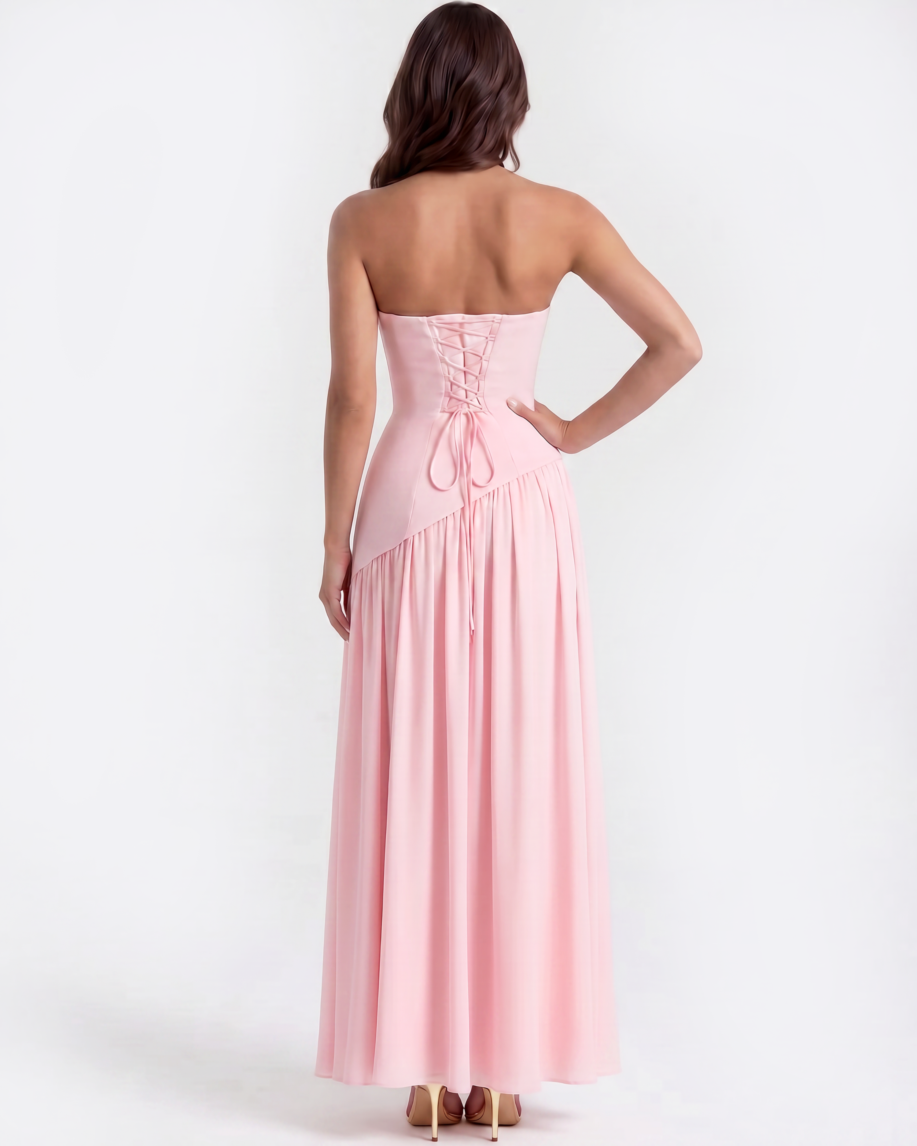 Structured bodice crepe maxi dress for women | Serena