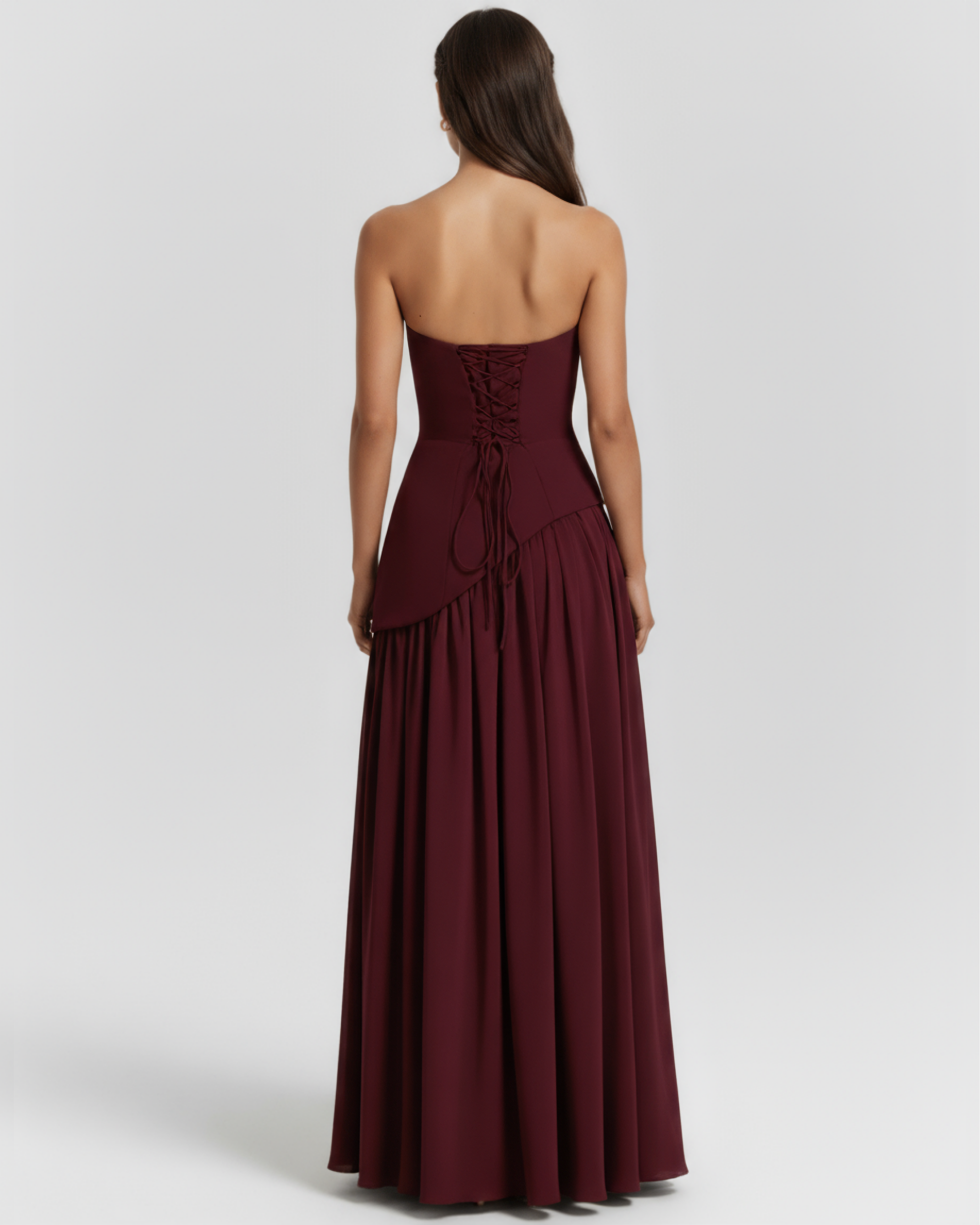 Structured bodice crepe maxi dress for women | Serena