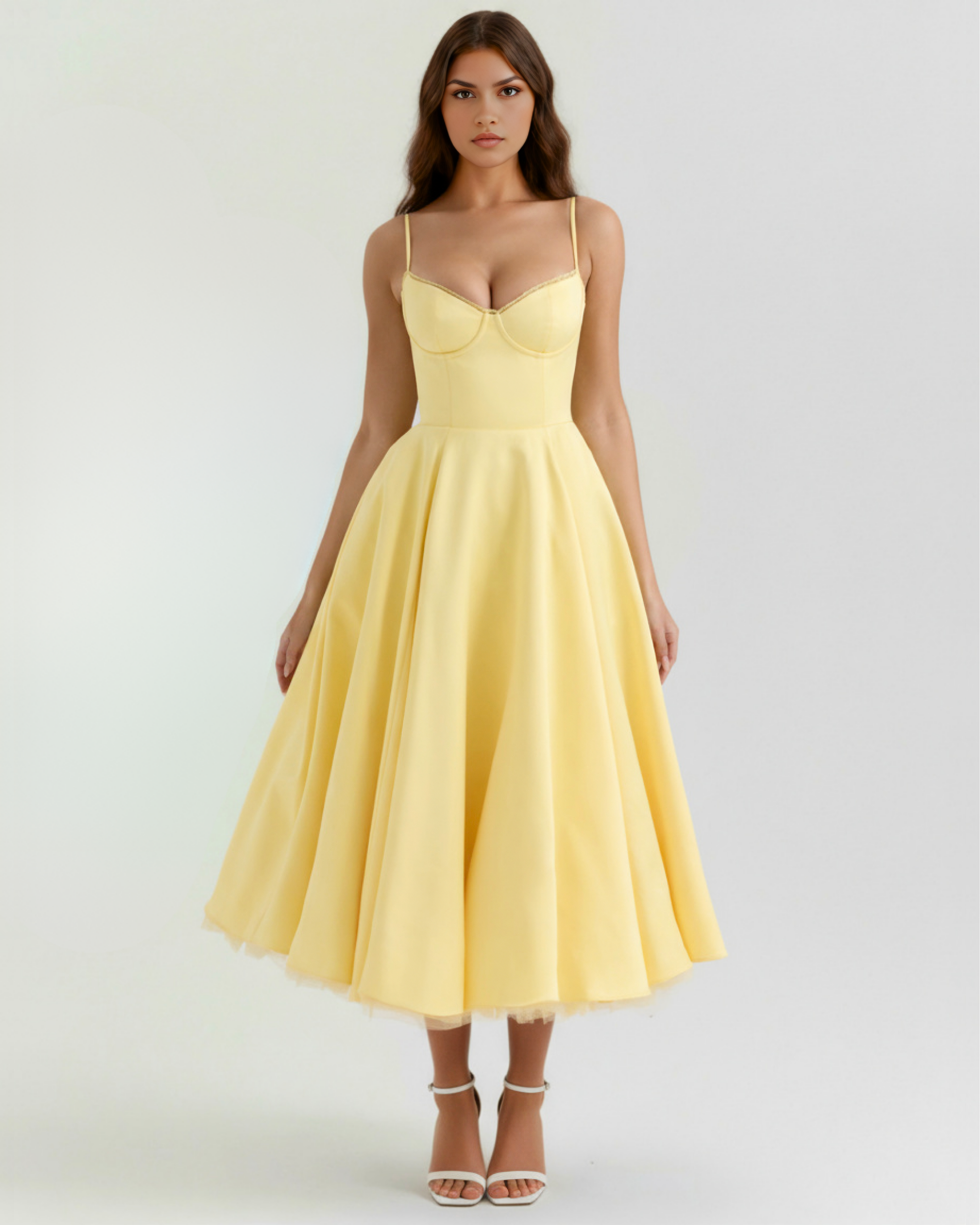 Satin boned corset midi dress for women | Selene