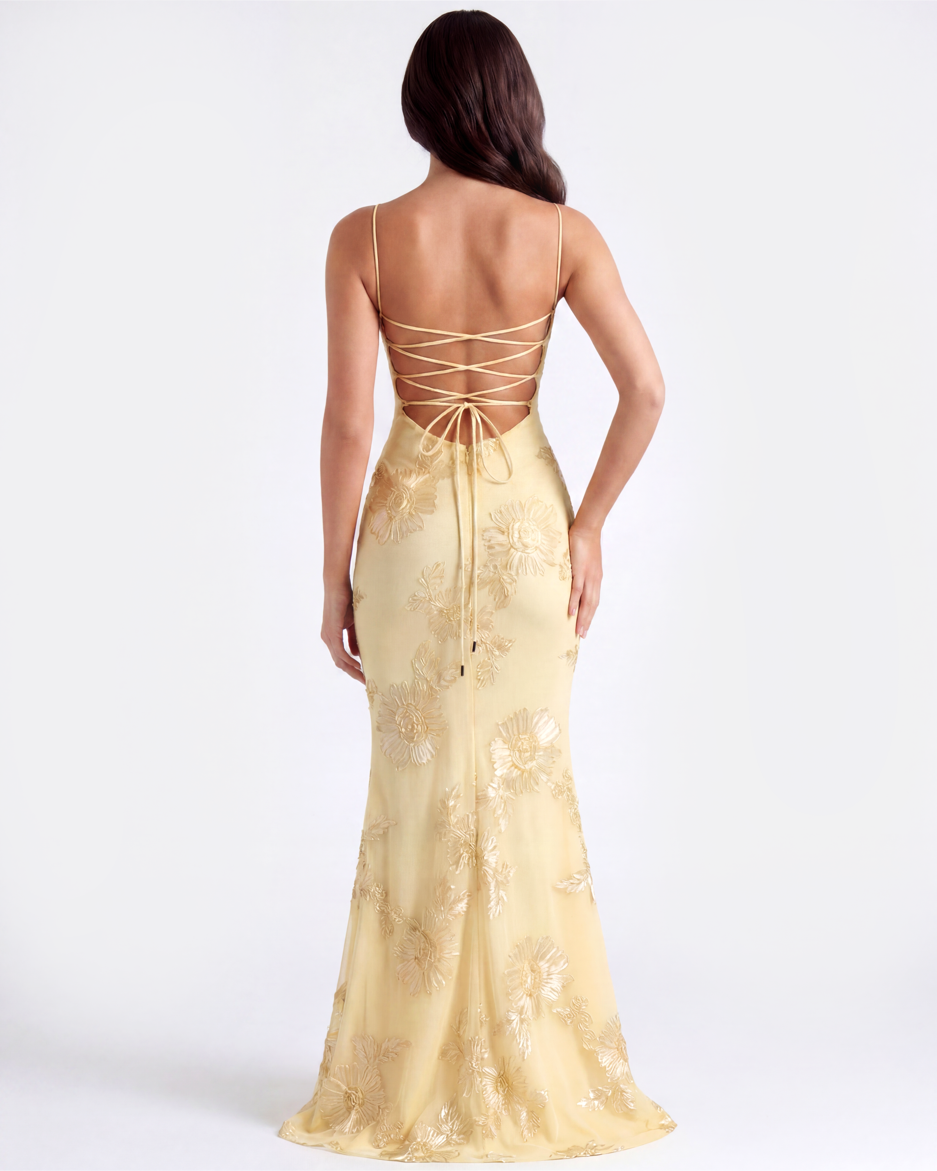 Floral mesh corset maxi dress for women | Celeste