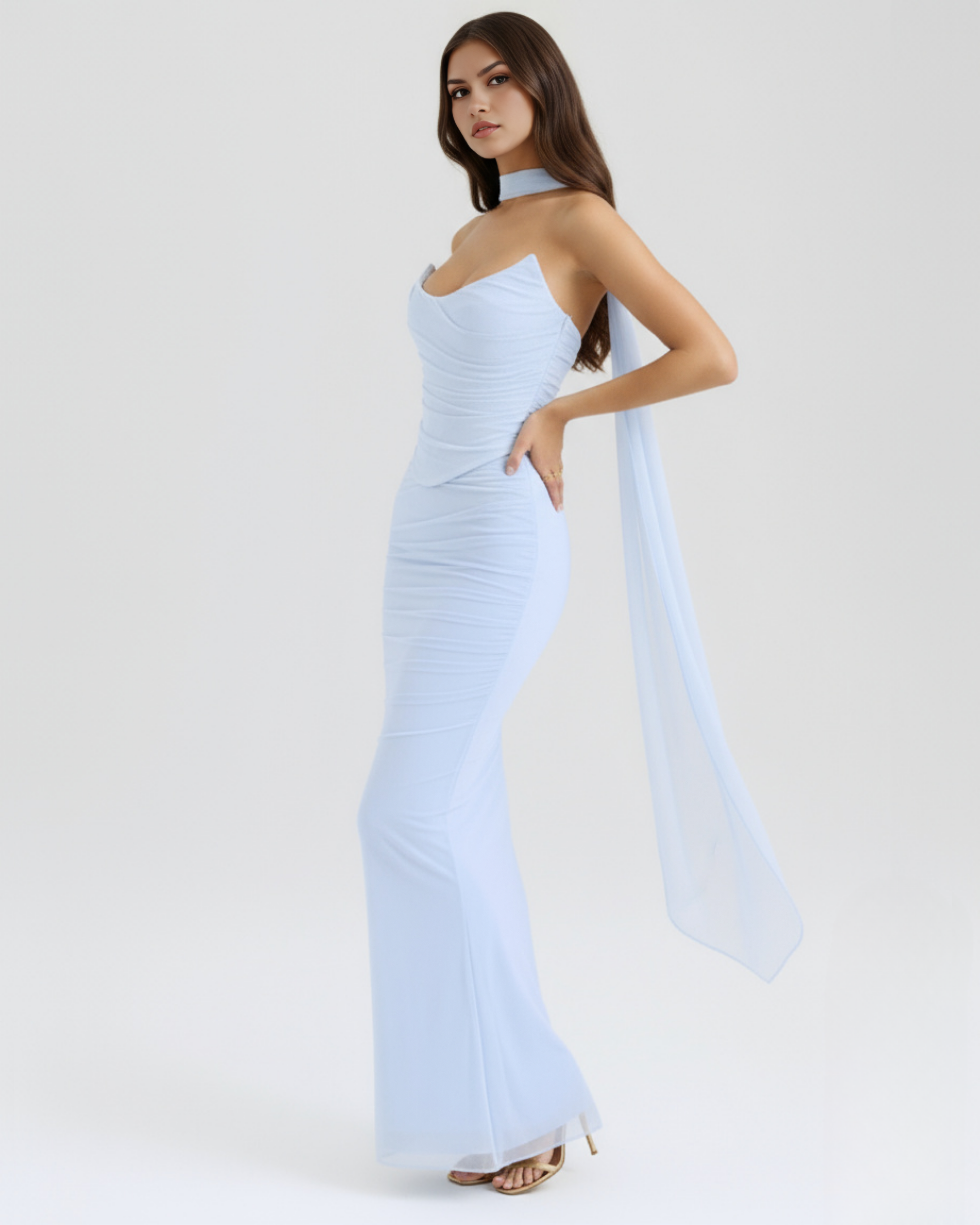 Elegant halter corset maxi dress for women | Malu
