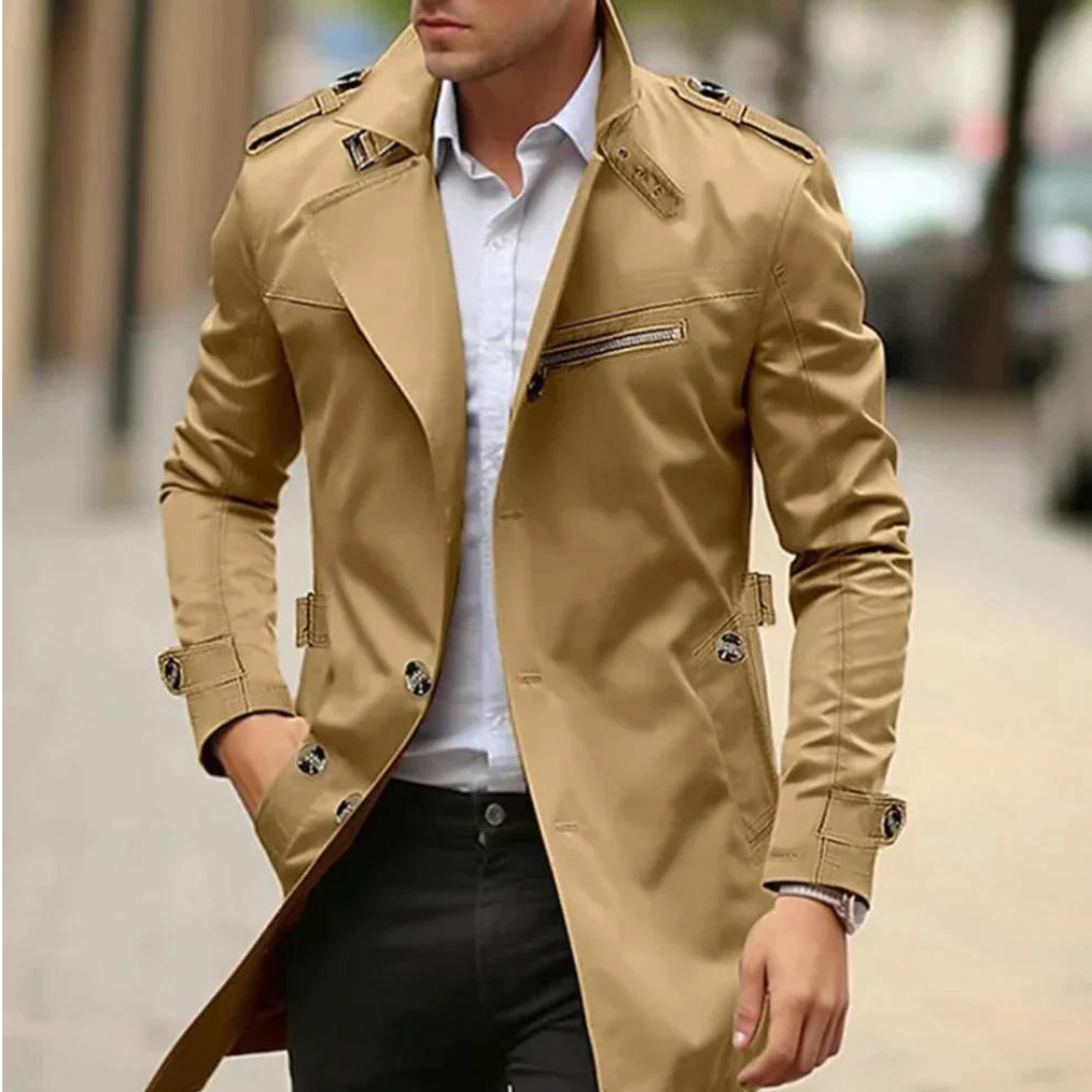 Classic double-breasted trench coat for men | Alarion