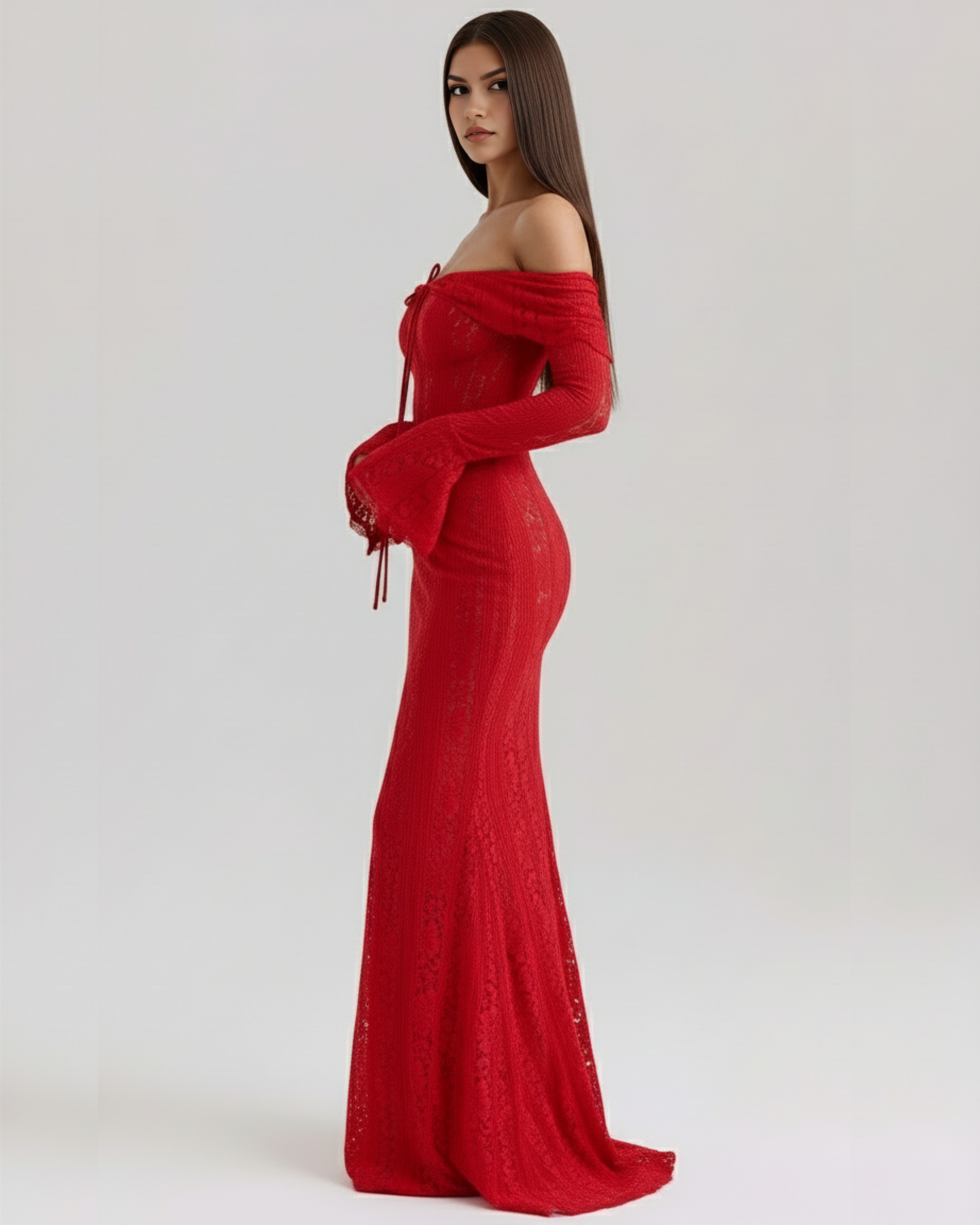 Off-shoulder elegant maxi dress for women | Alessandra