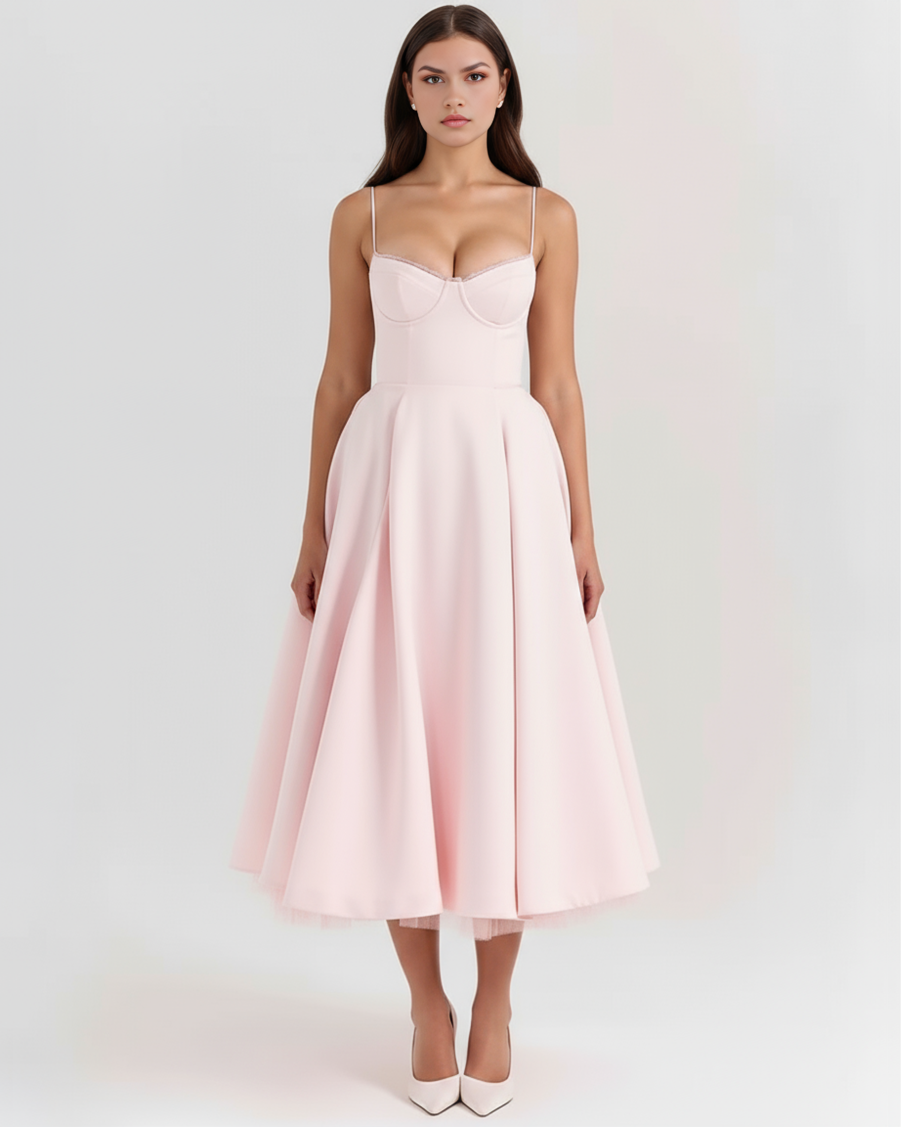 Satin boned corset midi dress for women | Selene