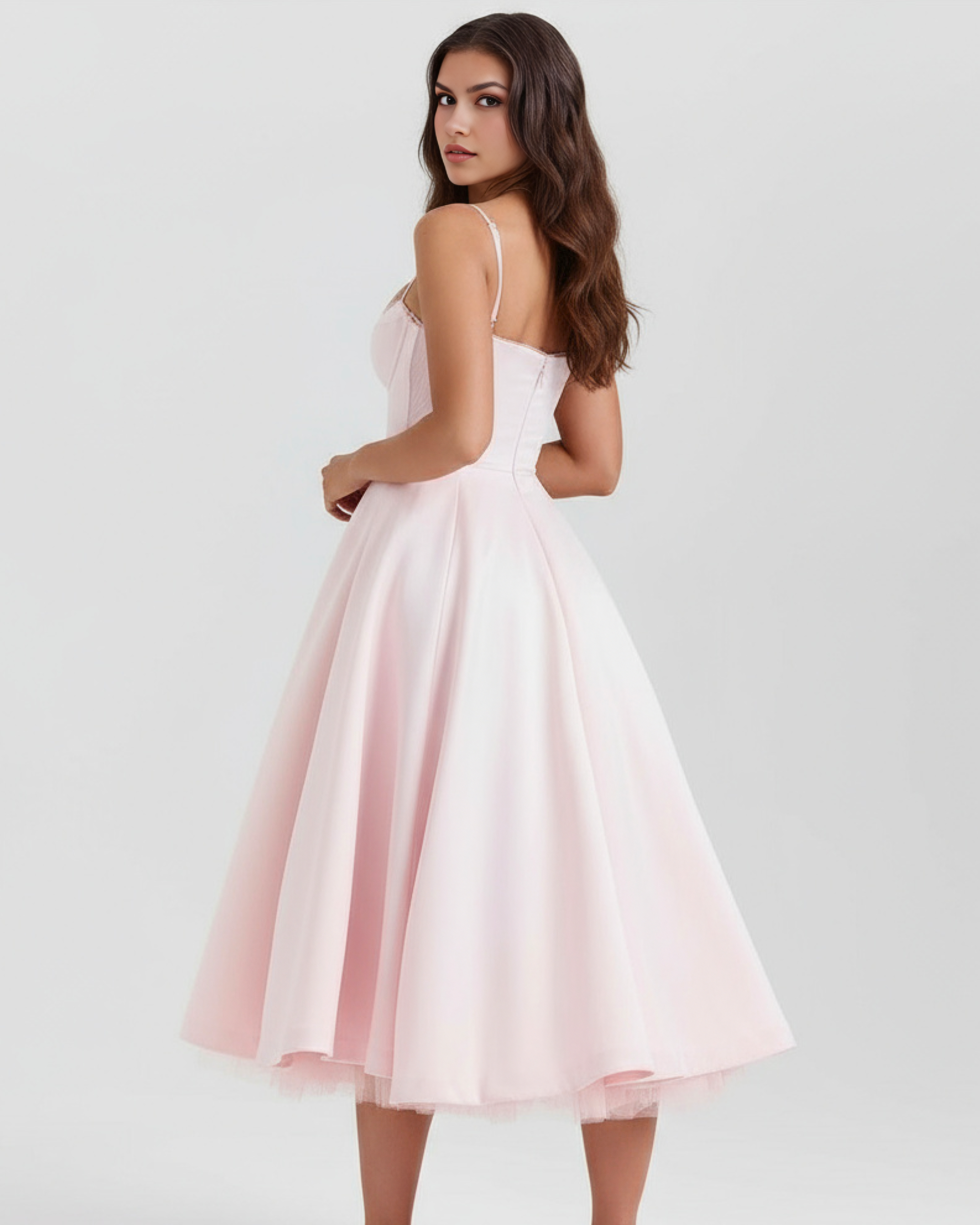 Satin boned corset midi dress for women | Selene