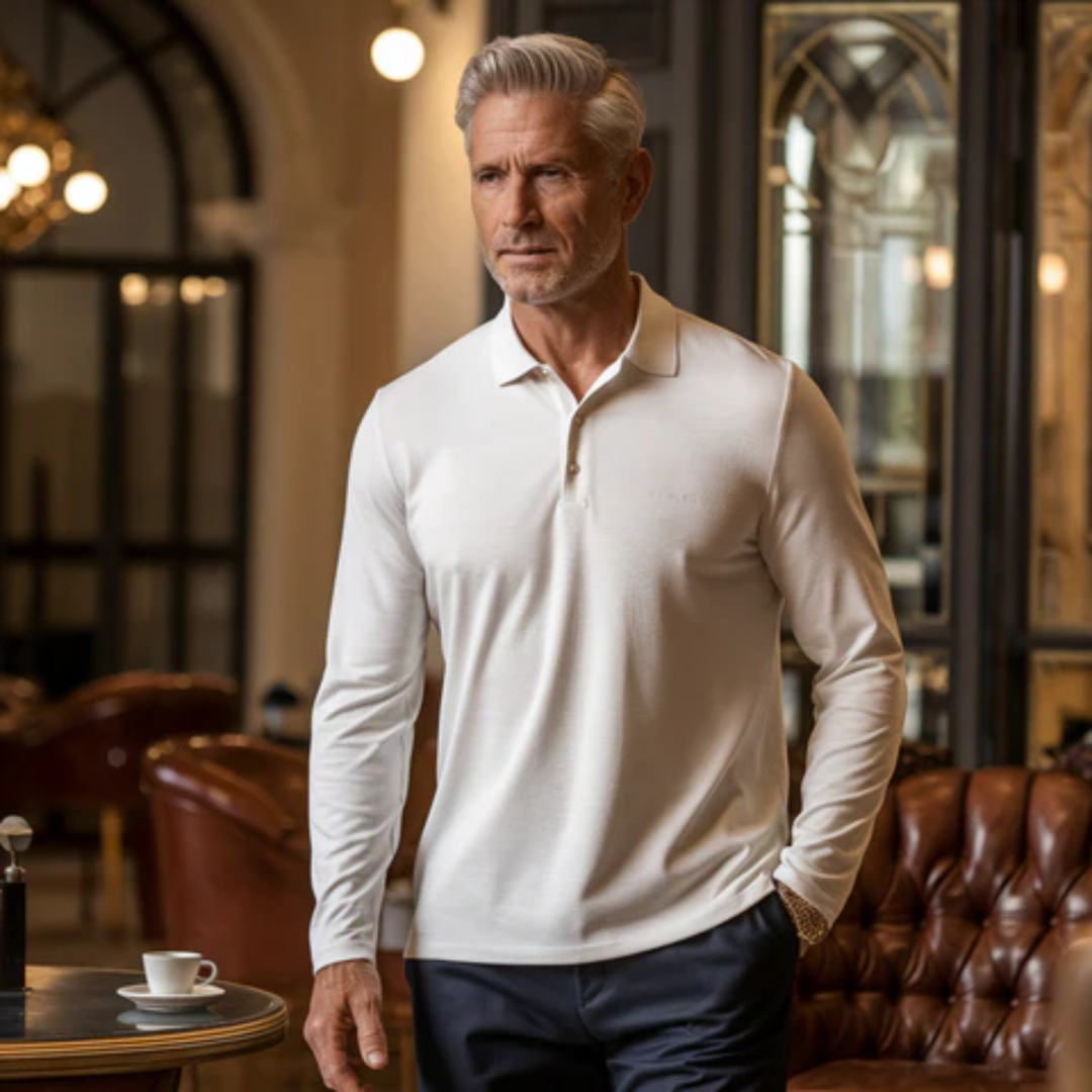 Classic long-sleeve polo shirt for men | Ray