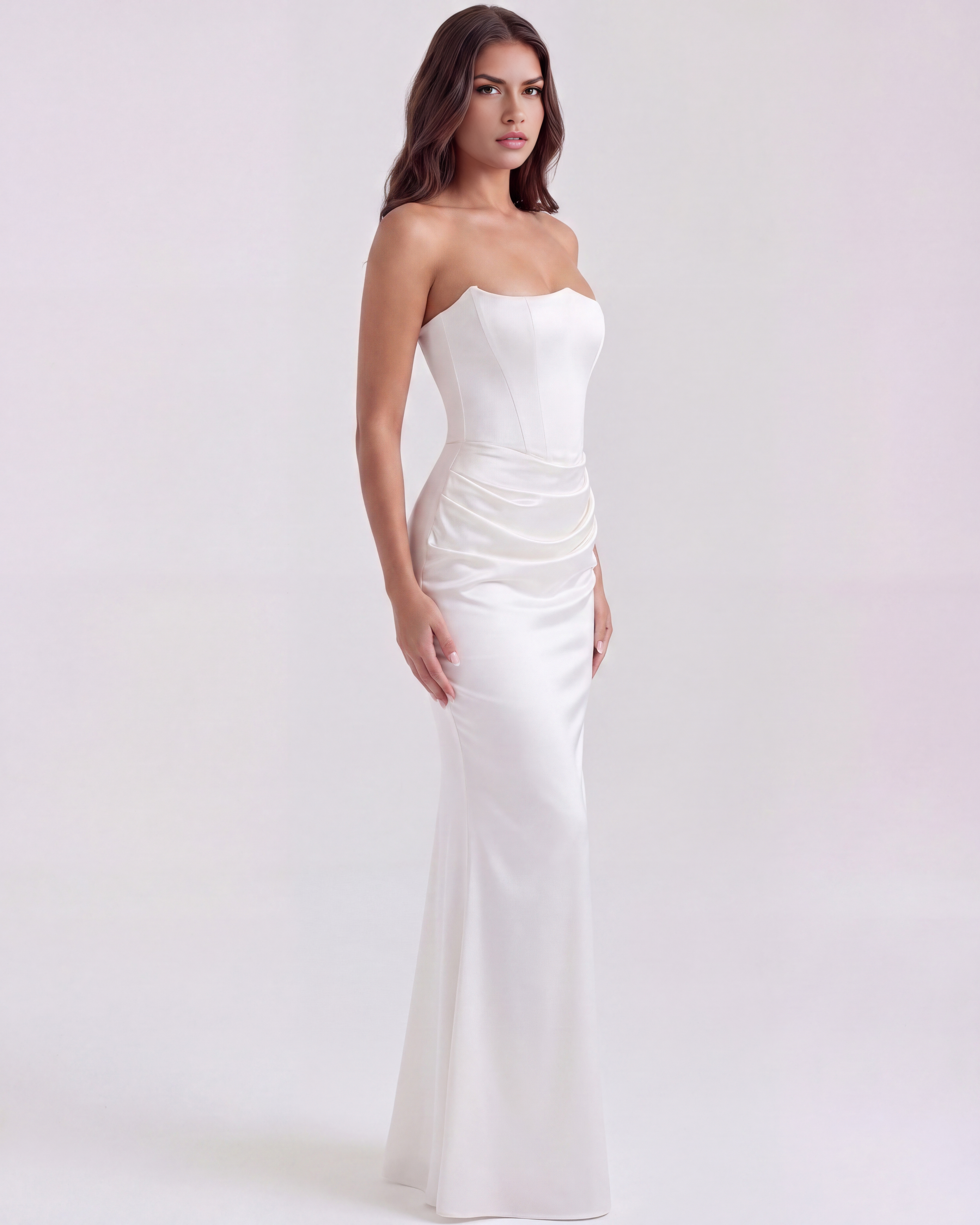 Sculpted corset strapless maxi dress for women | Rosalind