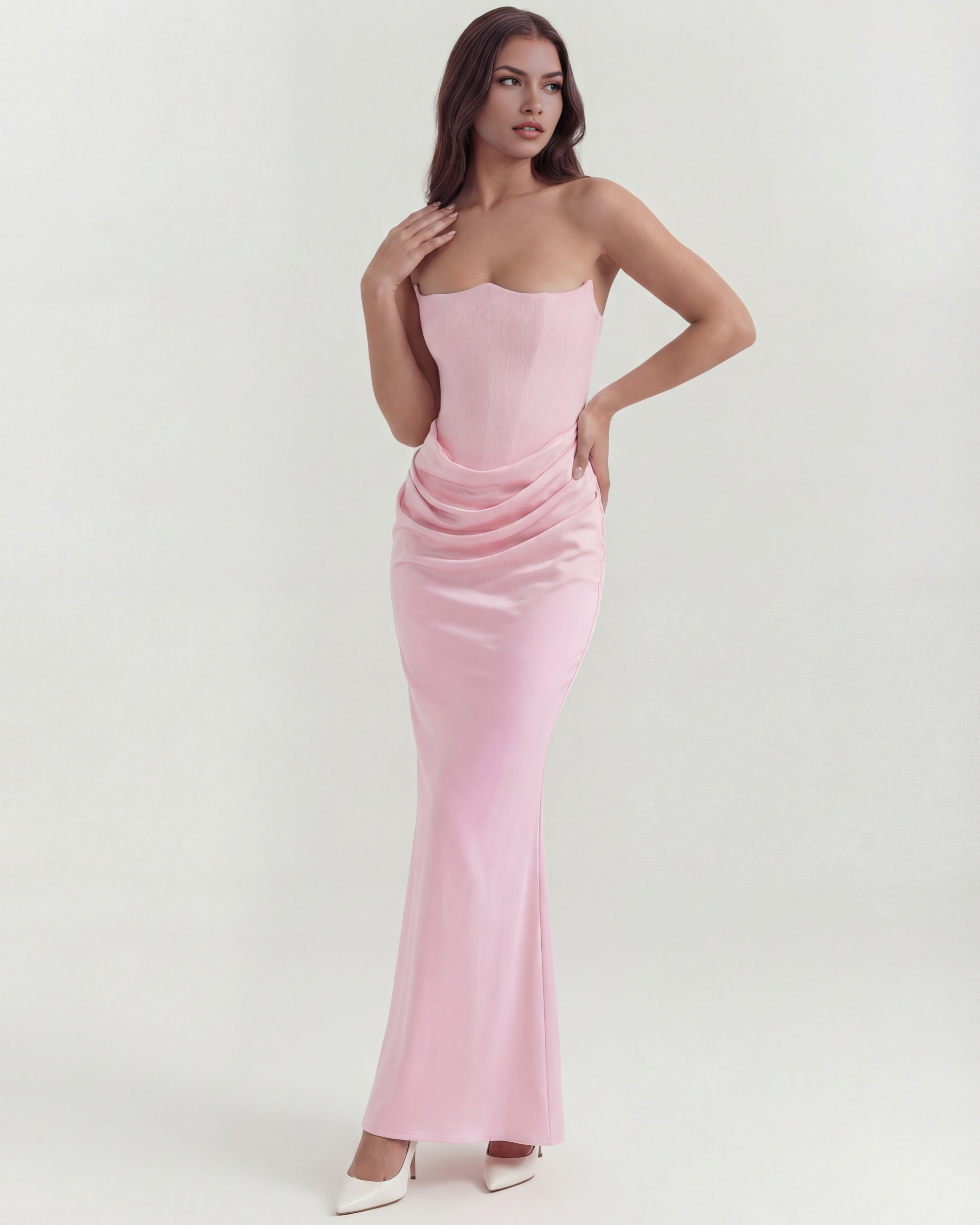 Sculpted corset strapless maxi dress for women | Rosalind