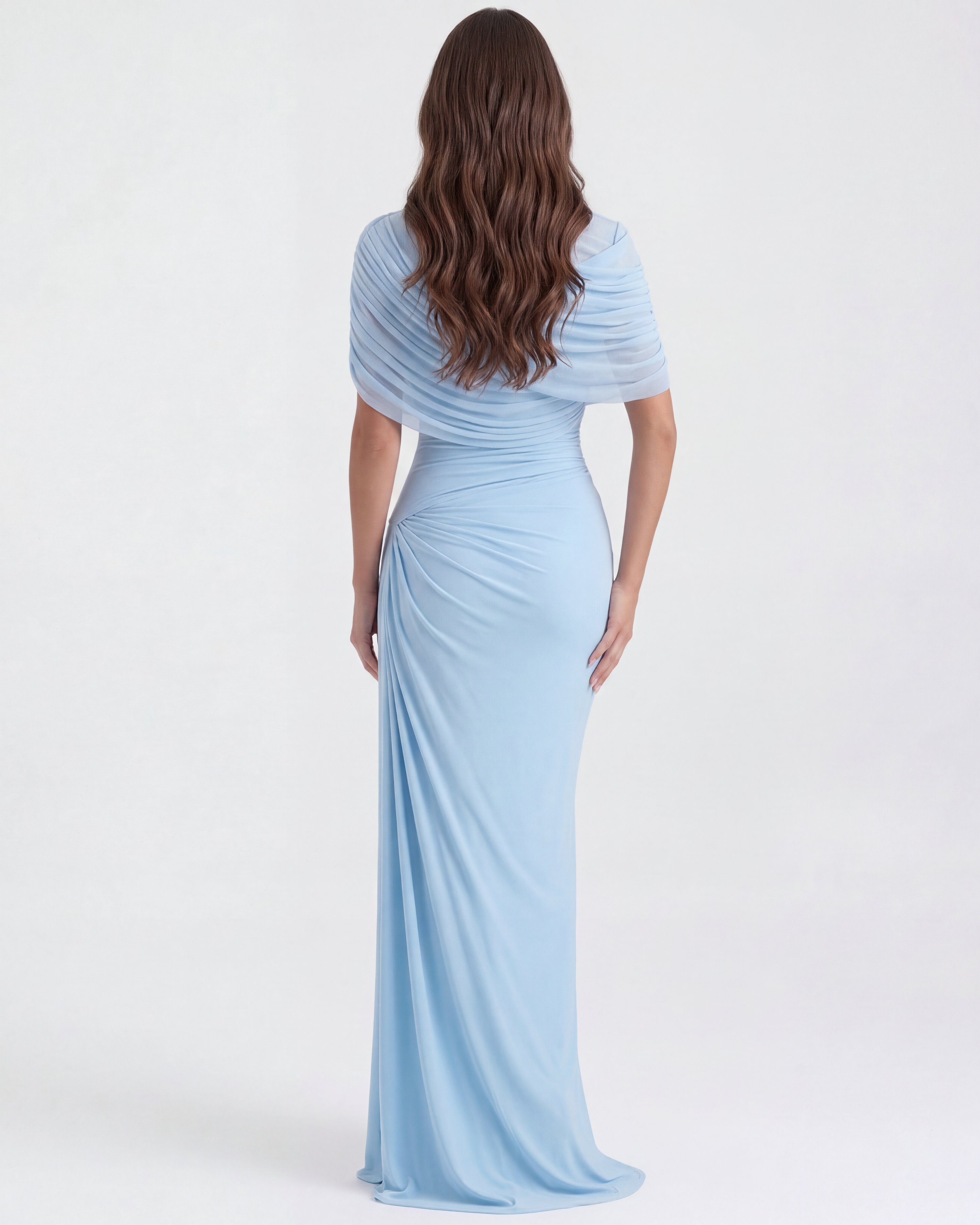 Asymmetric draped maxi dress for women | Camilla