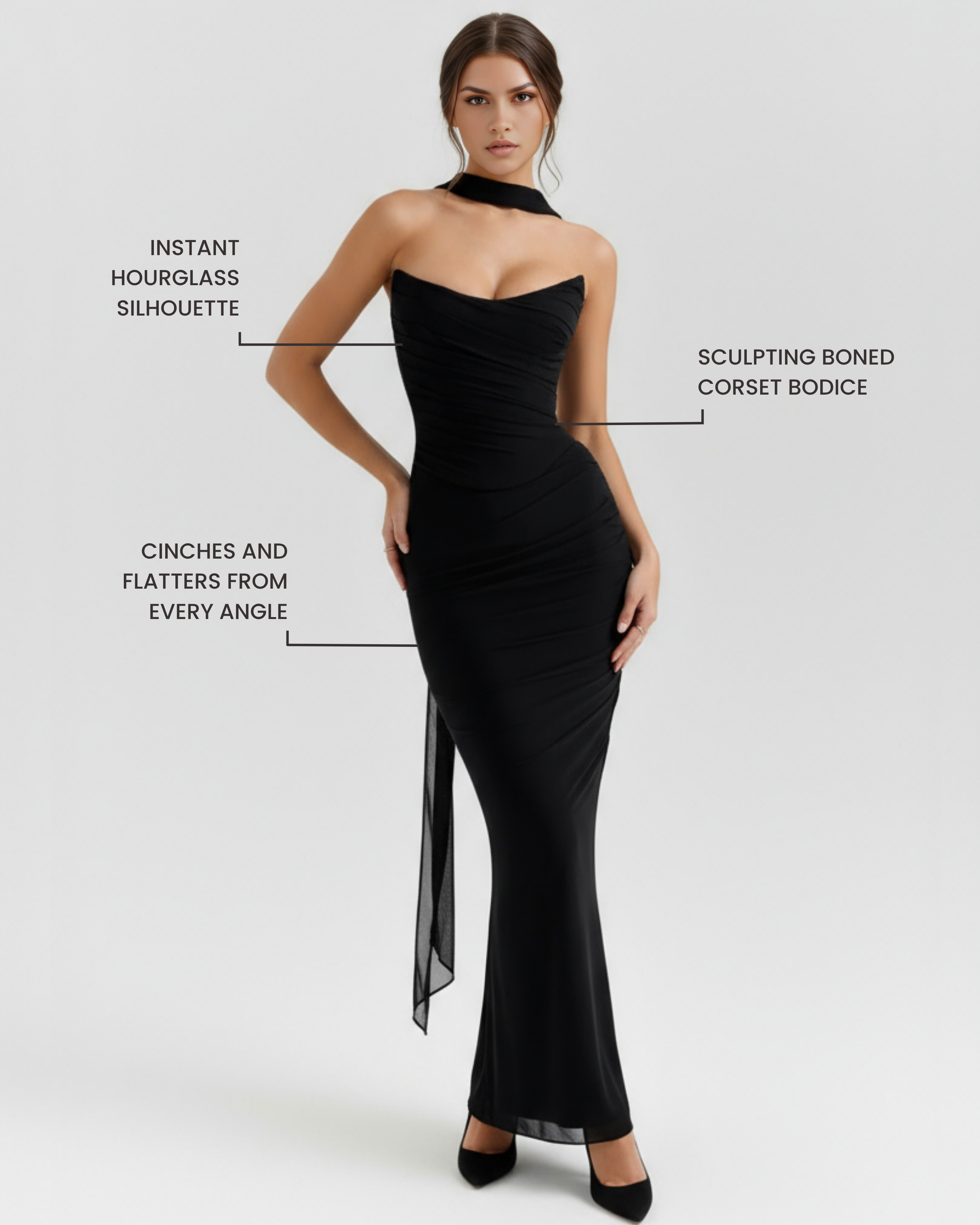 Elegant halter corset maxi dress for women | Malu