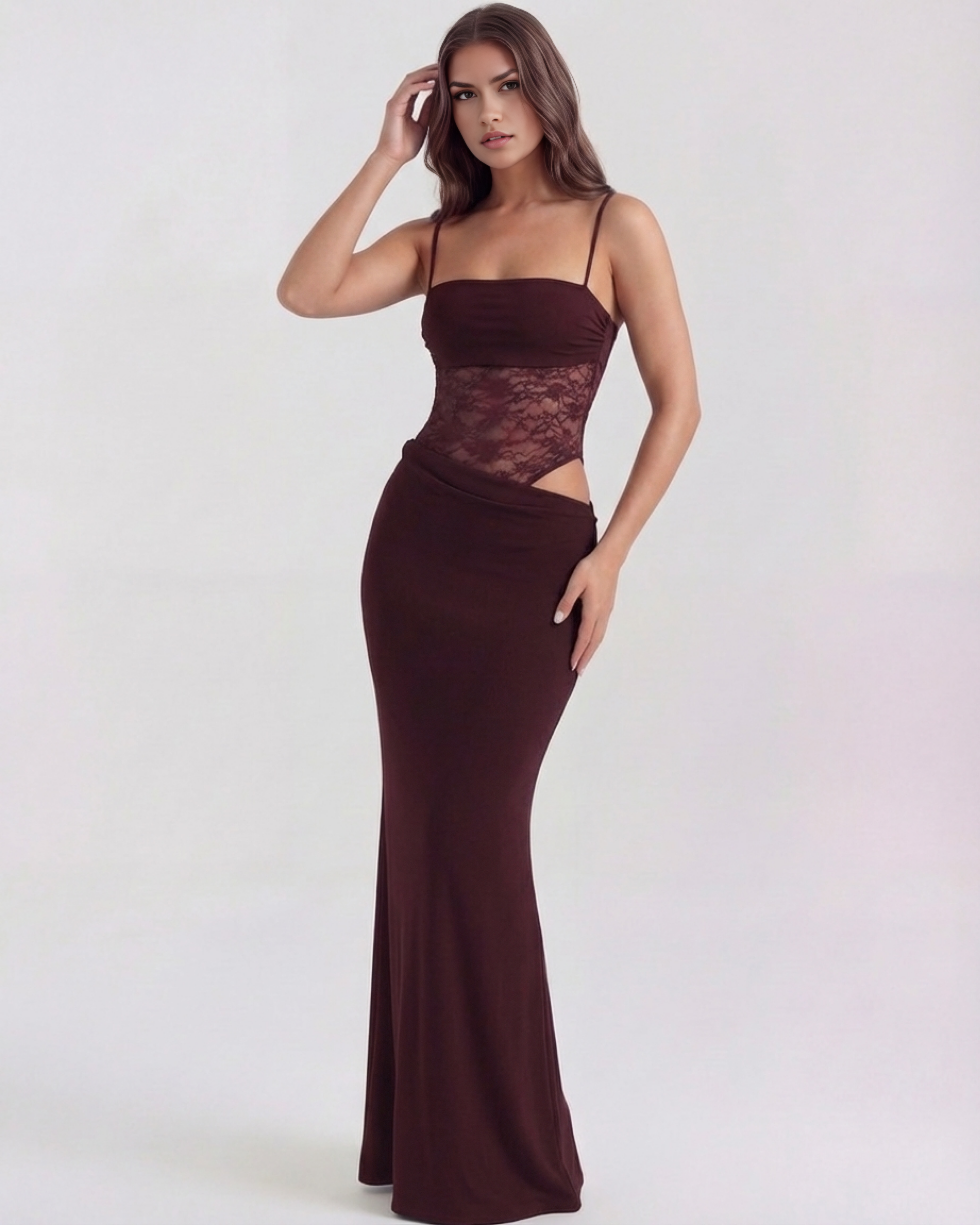Lace bodycon maxi dress for women | Valeria