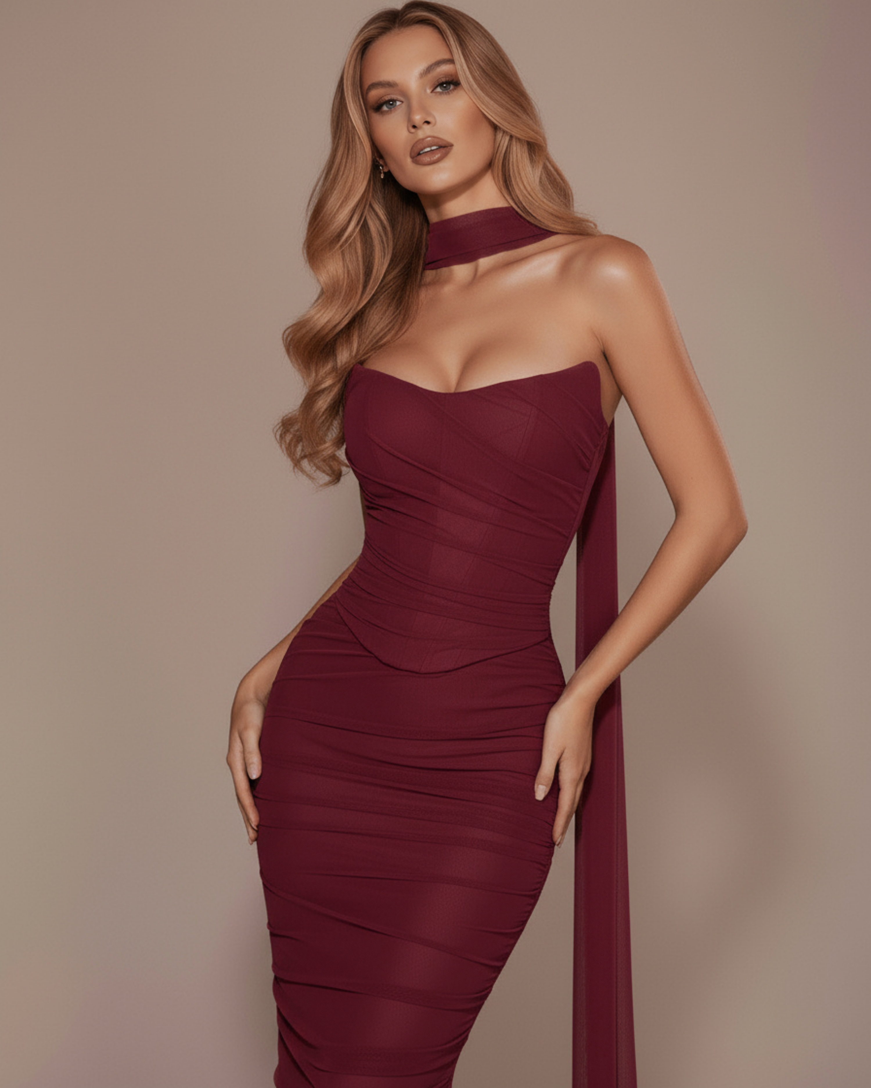 Elegant halter corset maxi dress for women | Malu