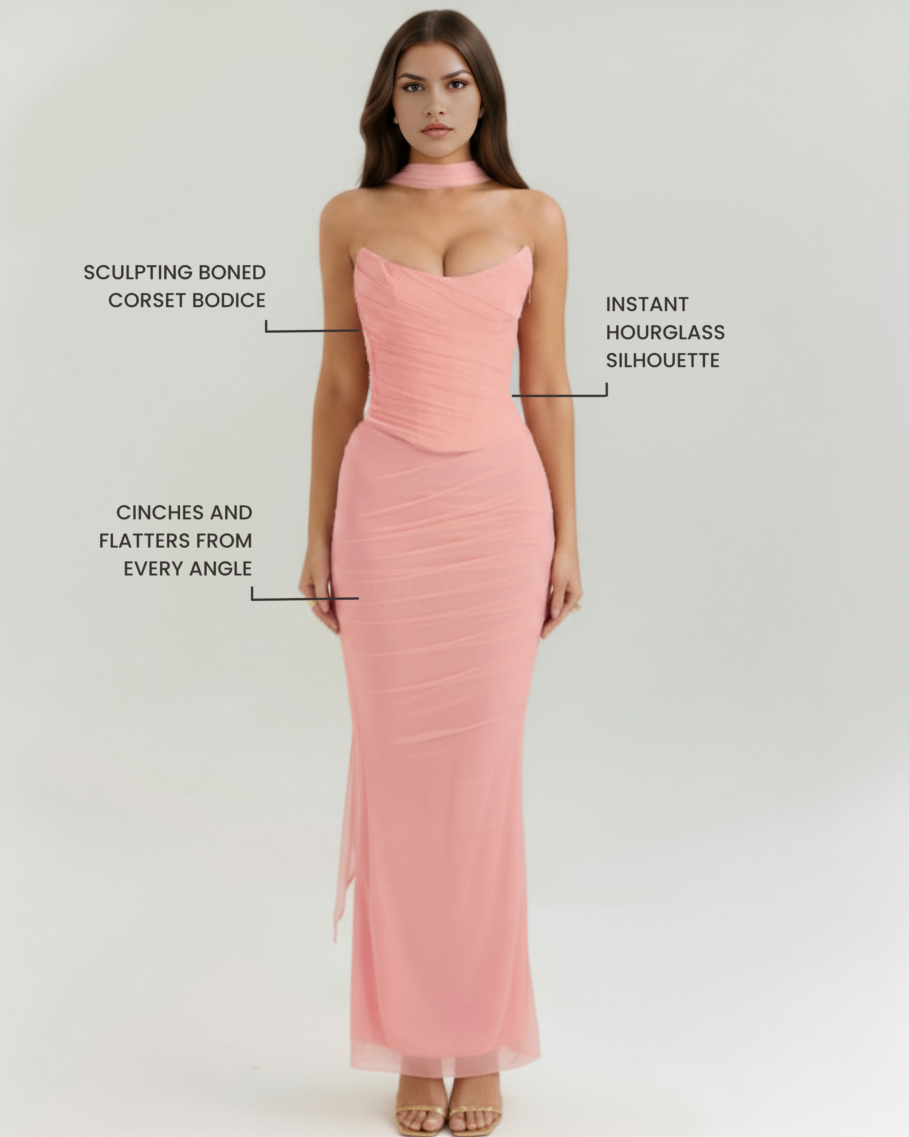 Elegant halter corset maxi dress for women | Malu