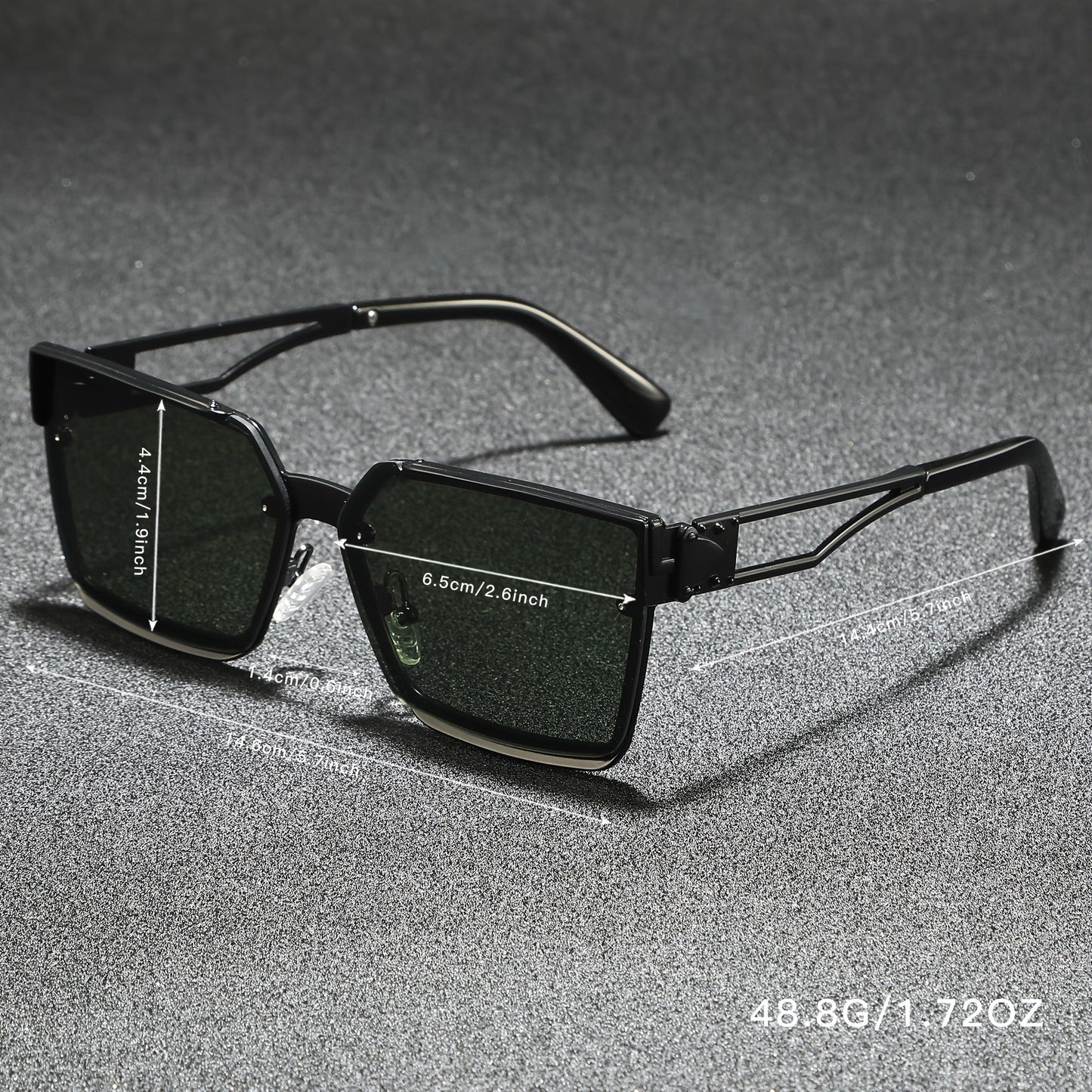 Retro half-frame gradient fashion sunglasses for men | Viridian -8