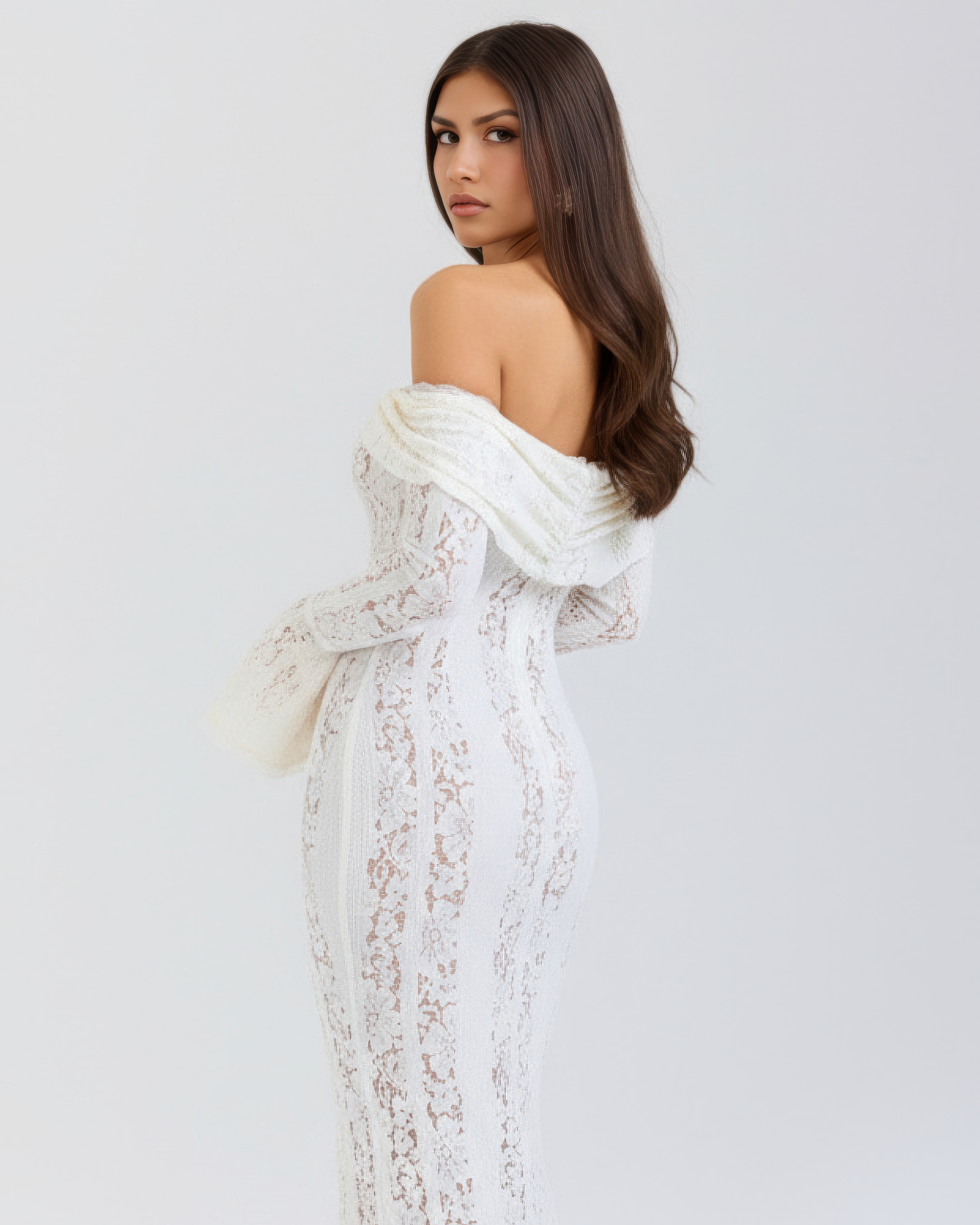 Off-shoulder elegant maxi dress for women | Alessandra