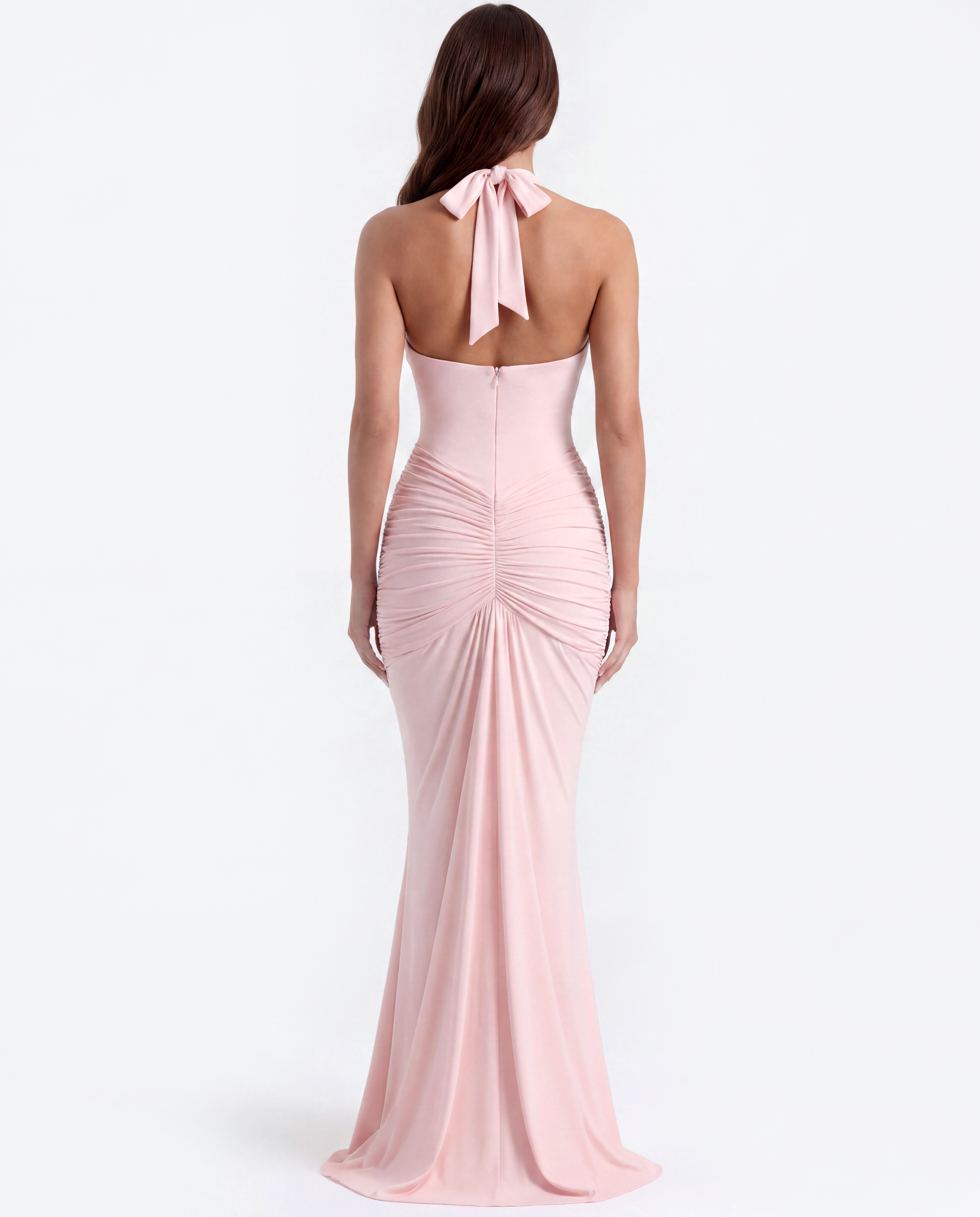 Plunging halter maxi dress for women | Ariel