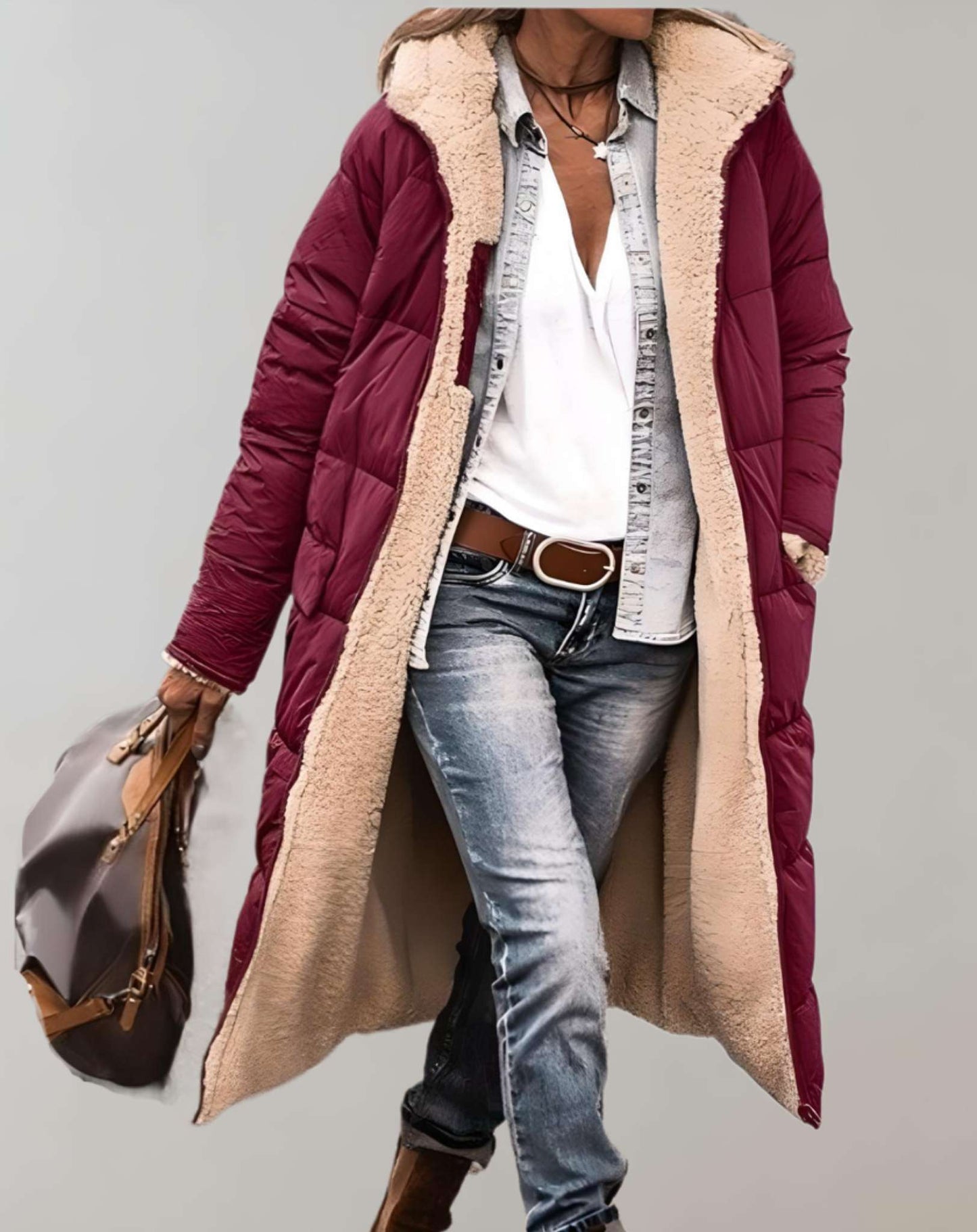 Full-length quilted hooded puffer coat for women | Aurora -7