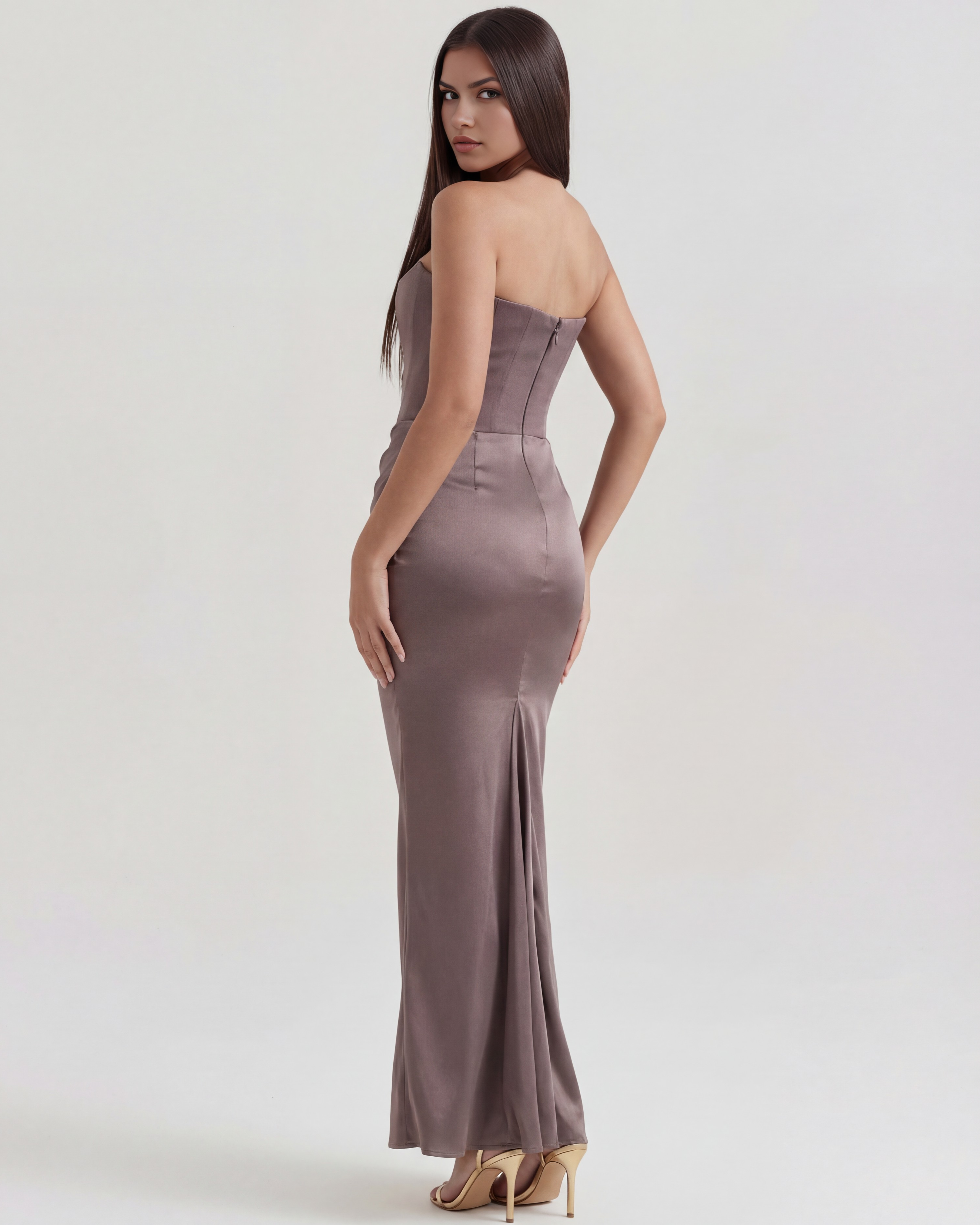 Sculpted corset strapless maxi dress for women | Rosalind