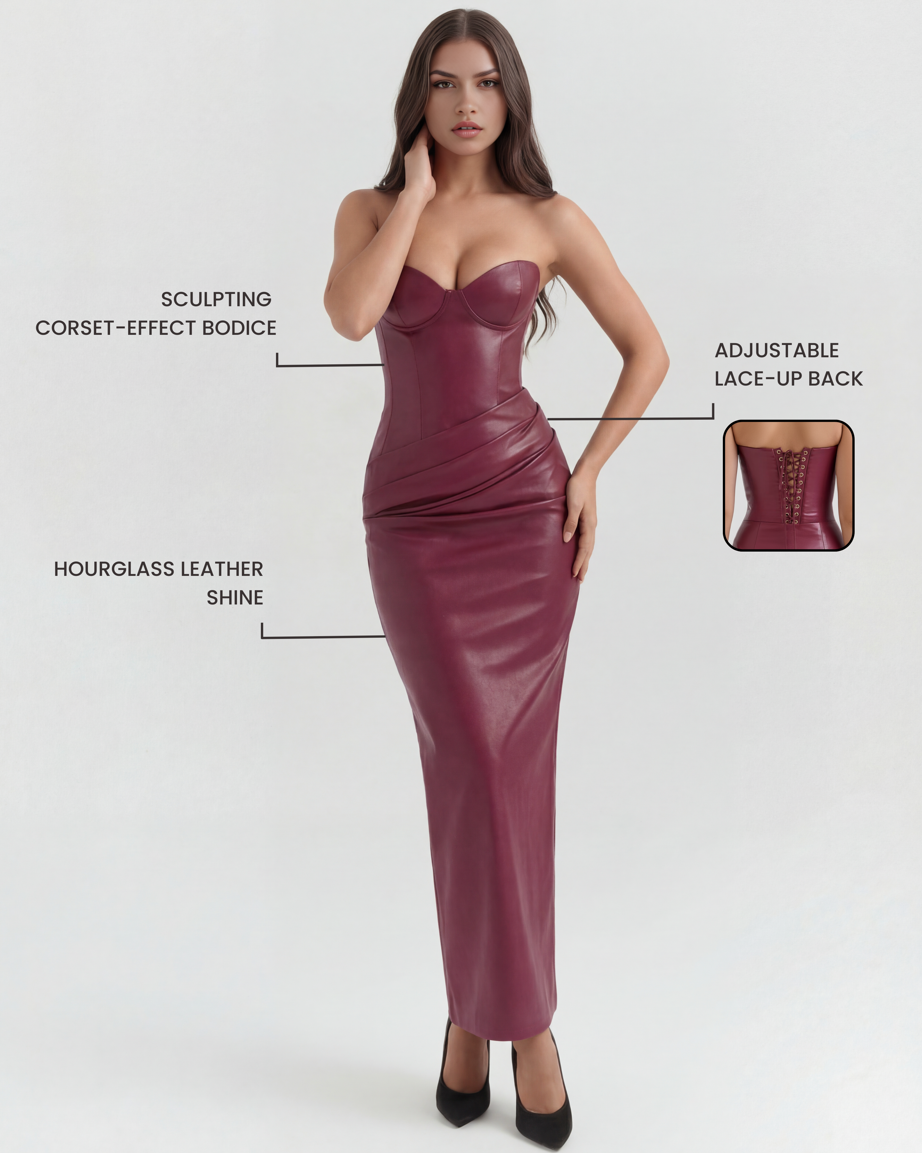 Strapless bodycon maxi dress for women | Vanessa