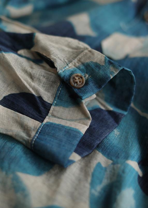 Blue Dotted Lapel Tunic Blouse Chic for Women | Mariselle