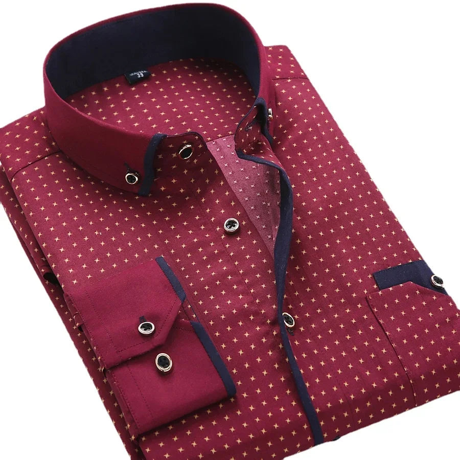 Contrast collar button-down shirt for men | Brent