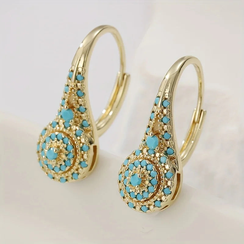 Turquoise Mosaic Teardrop Drop Earrings for Women | Elira