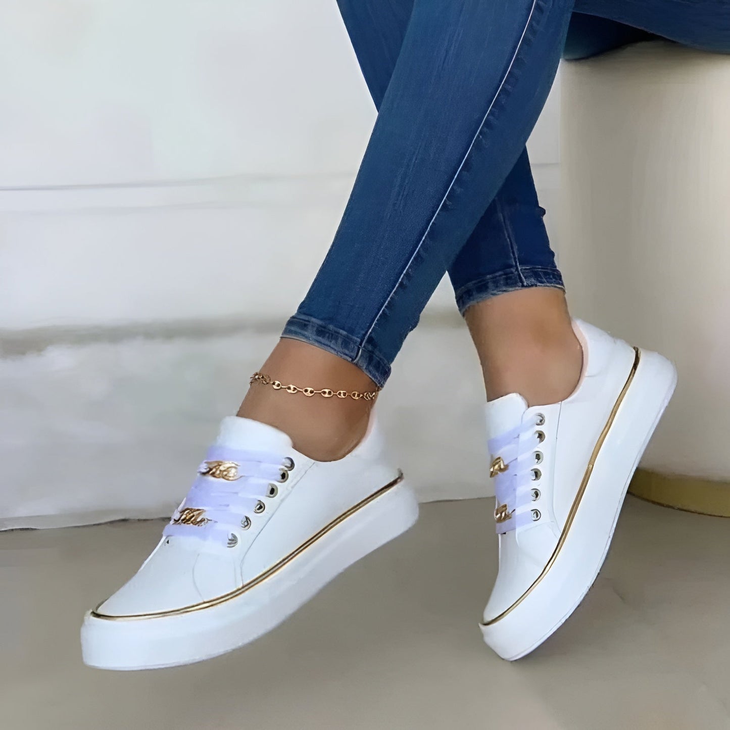 Chain accent casual sneakers for women | Aveline