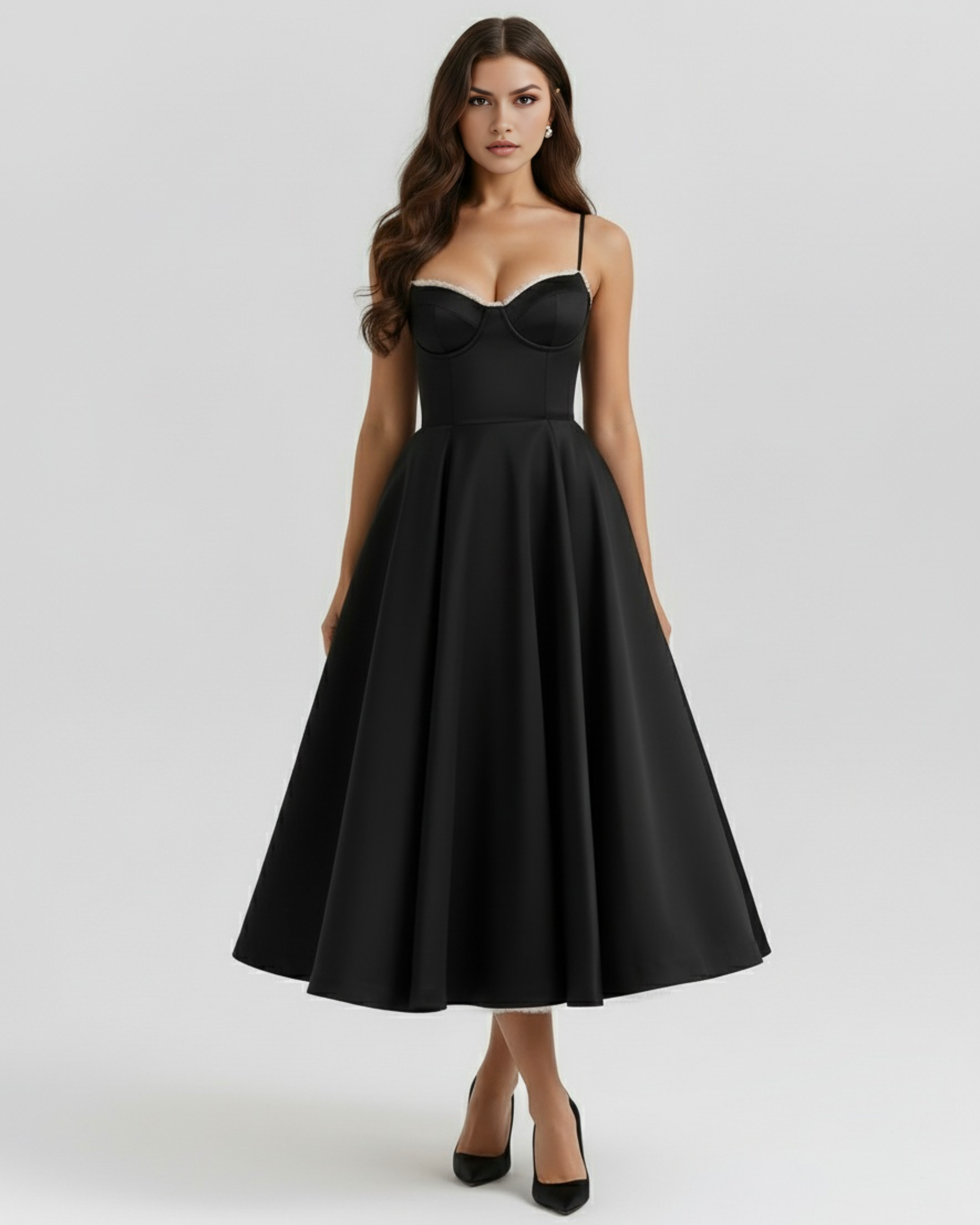 Satin boned corset midi dress for women | Selene