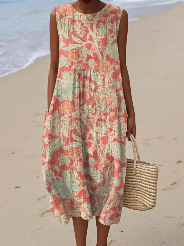 Floral relaxed midi dress for women | Beth -1