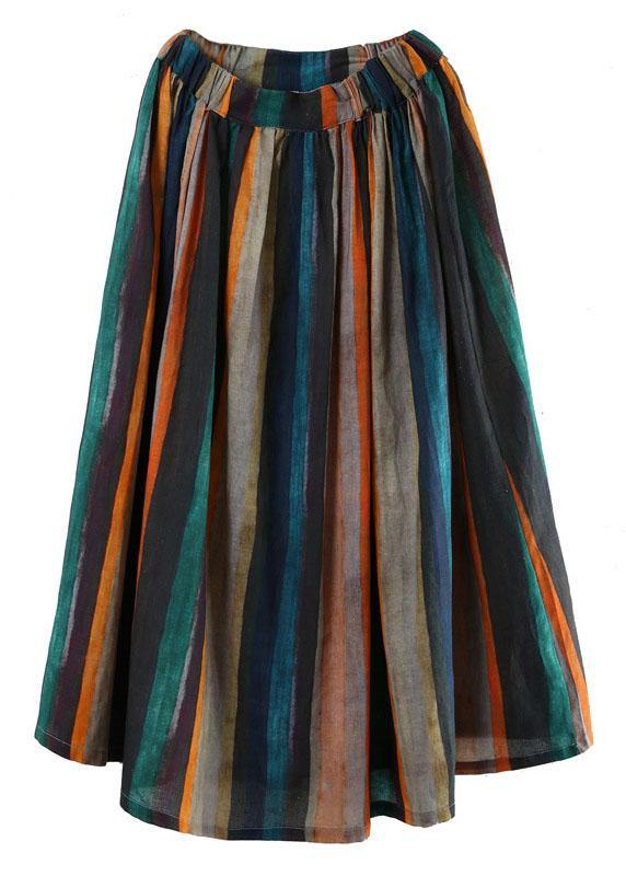 Striped A-Line Retro Print Skirt Stylish for Women | Elowen