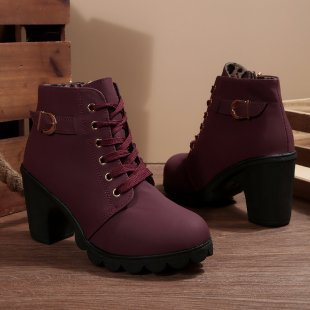 Chunky lace-up ankle boots for women | Katni