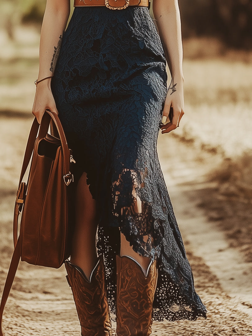 Bohemian lace sleeveless midi dress Chic for Women | Azelina