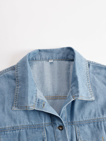 Vintage denim shirt mini dress with tassel detail Chic for Women | Solmara