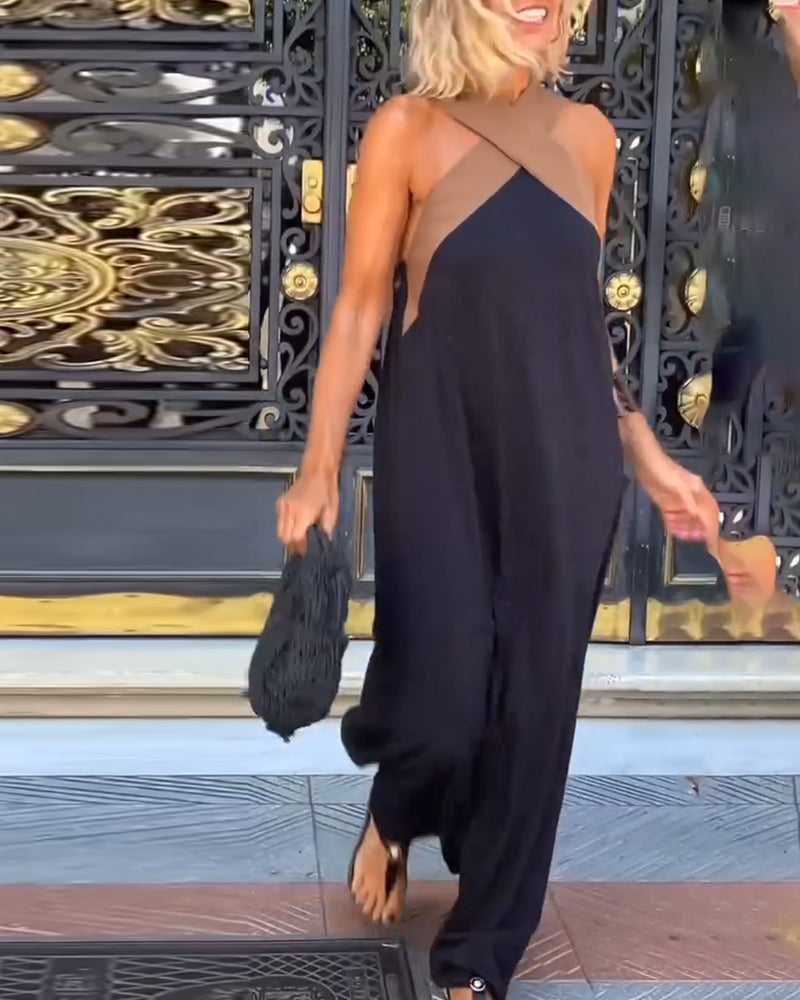 Elegant cross-neck maxi dress for women | Selene