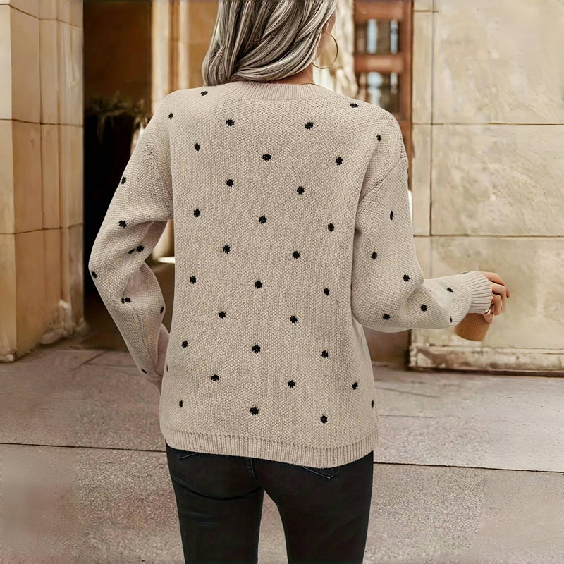 Polka dot knitted playful sweater for women | Nina -5