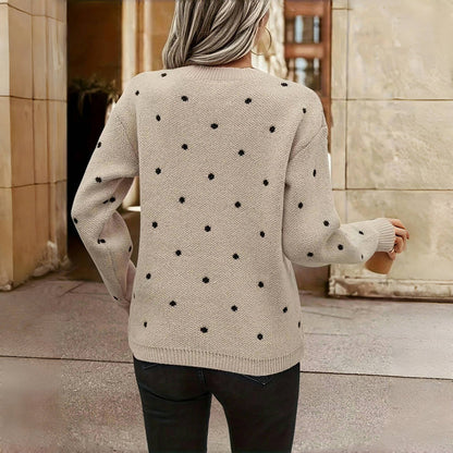 Polka dot knitted playful sweater for women | Nina -5