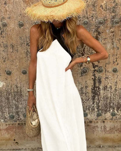 Elegant cross-neck maxi dress for women | Selene