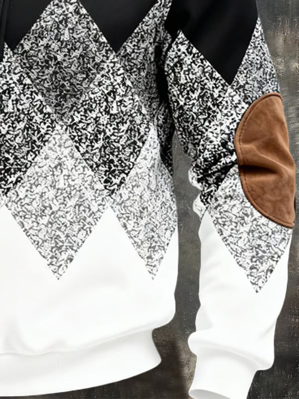 Geometric casual sweater with half-zip collar for men | Zanik