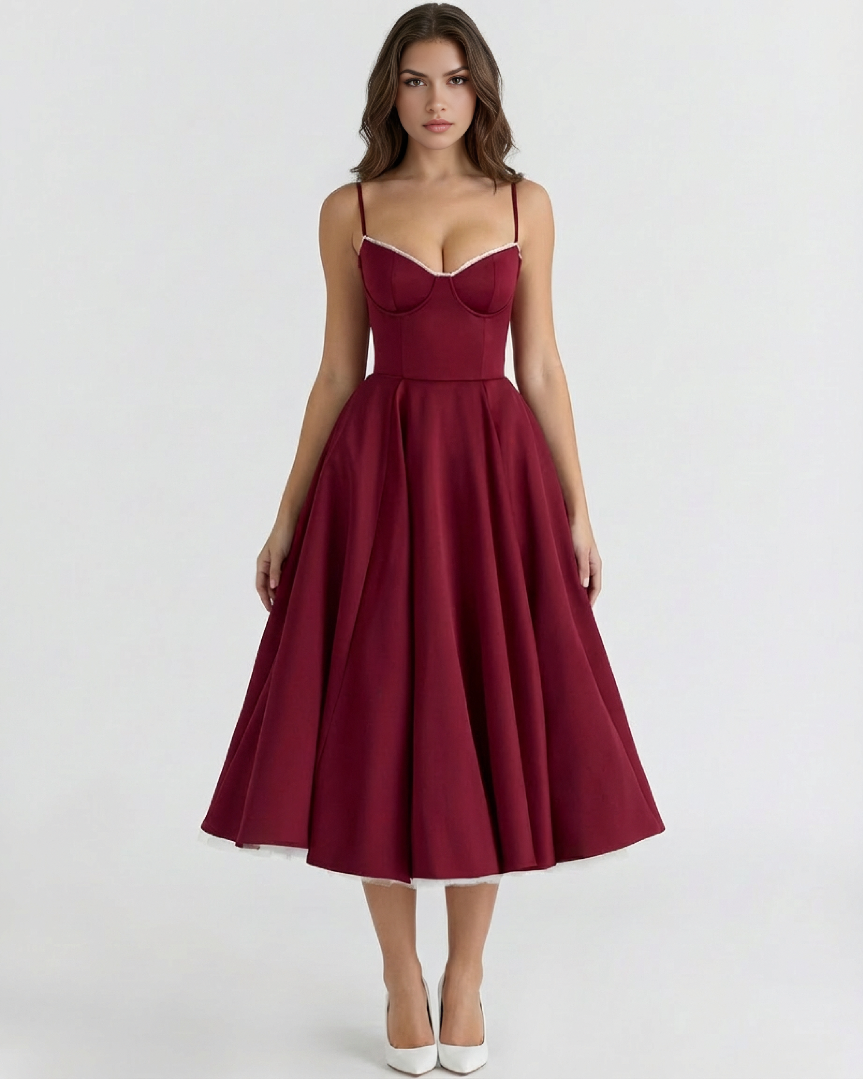 Satin boned corset midi dress for women | Selene